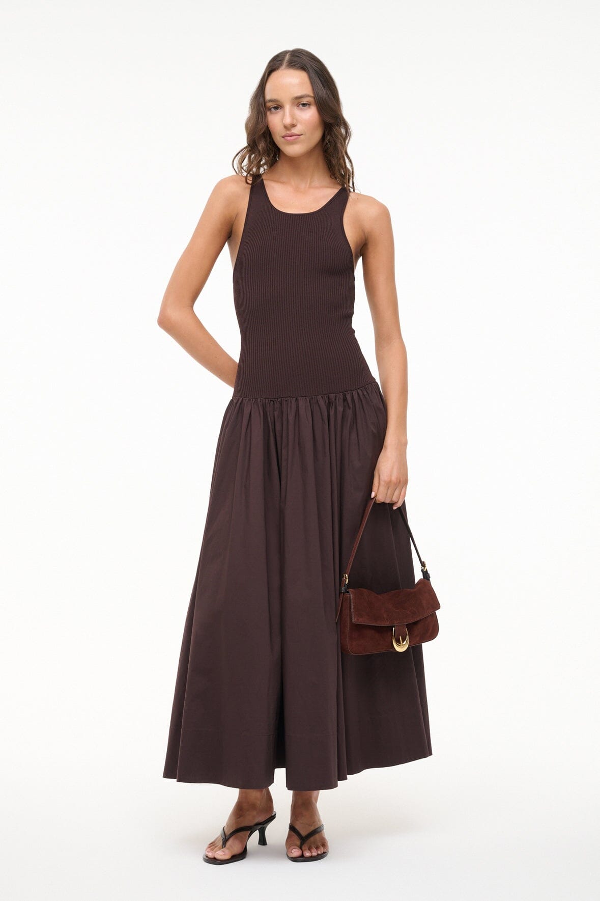Yamila Racerback Tank Dress with A-Line Skirt - Earth Tone