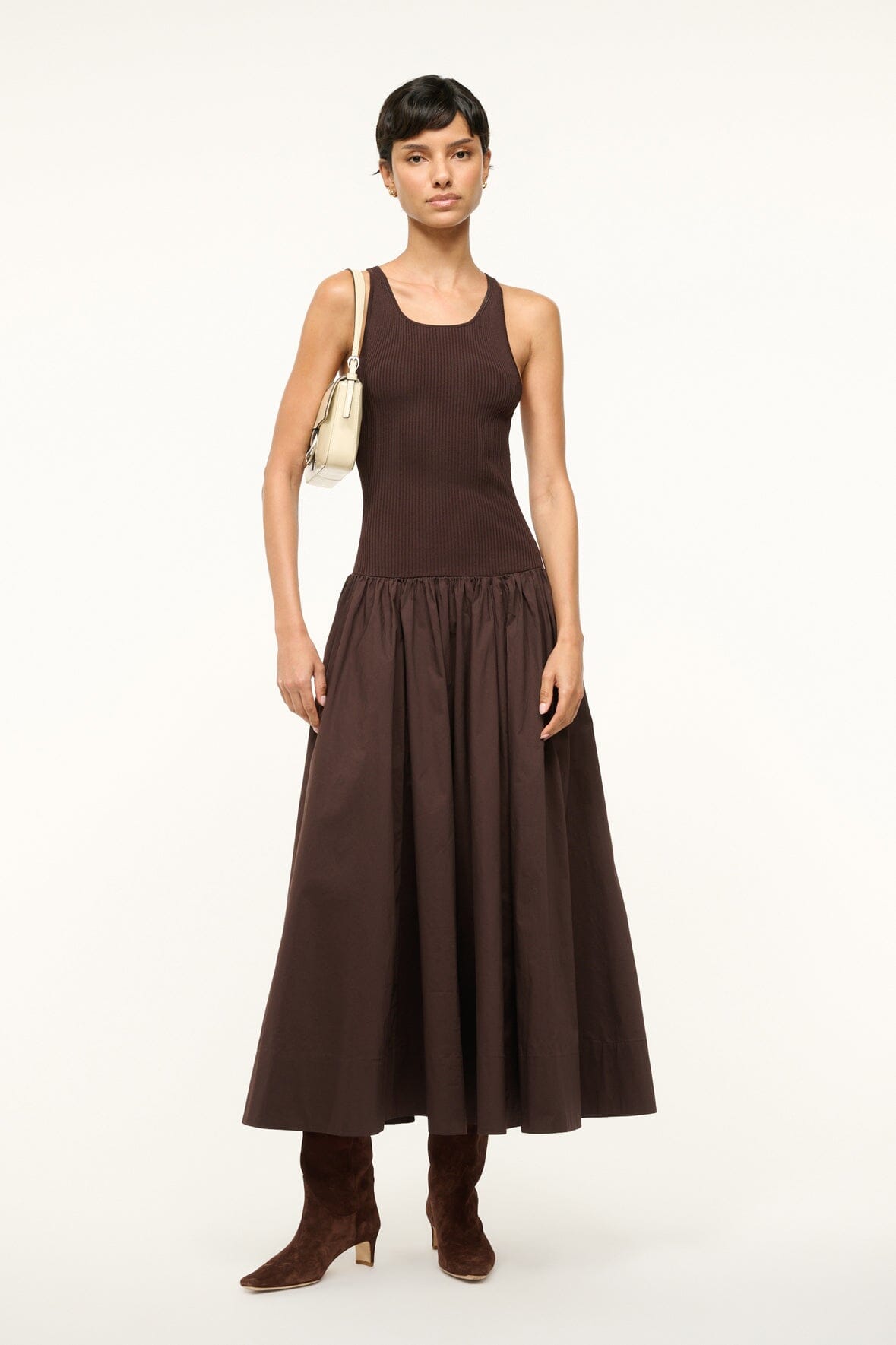 Yamila Racerback Tank Dress with A-Line Skirt - Earth Tone