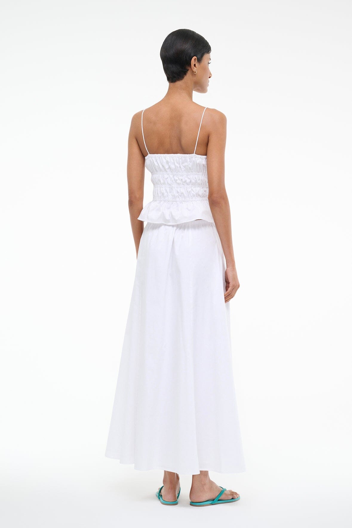 White Cotton Poplin Axel Maxi Skirt with Pockets