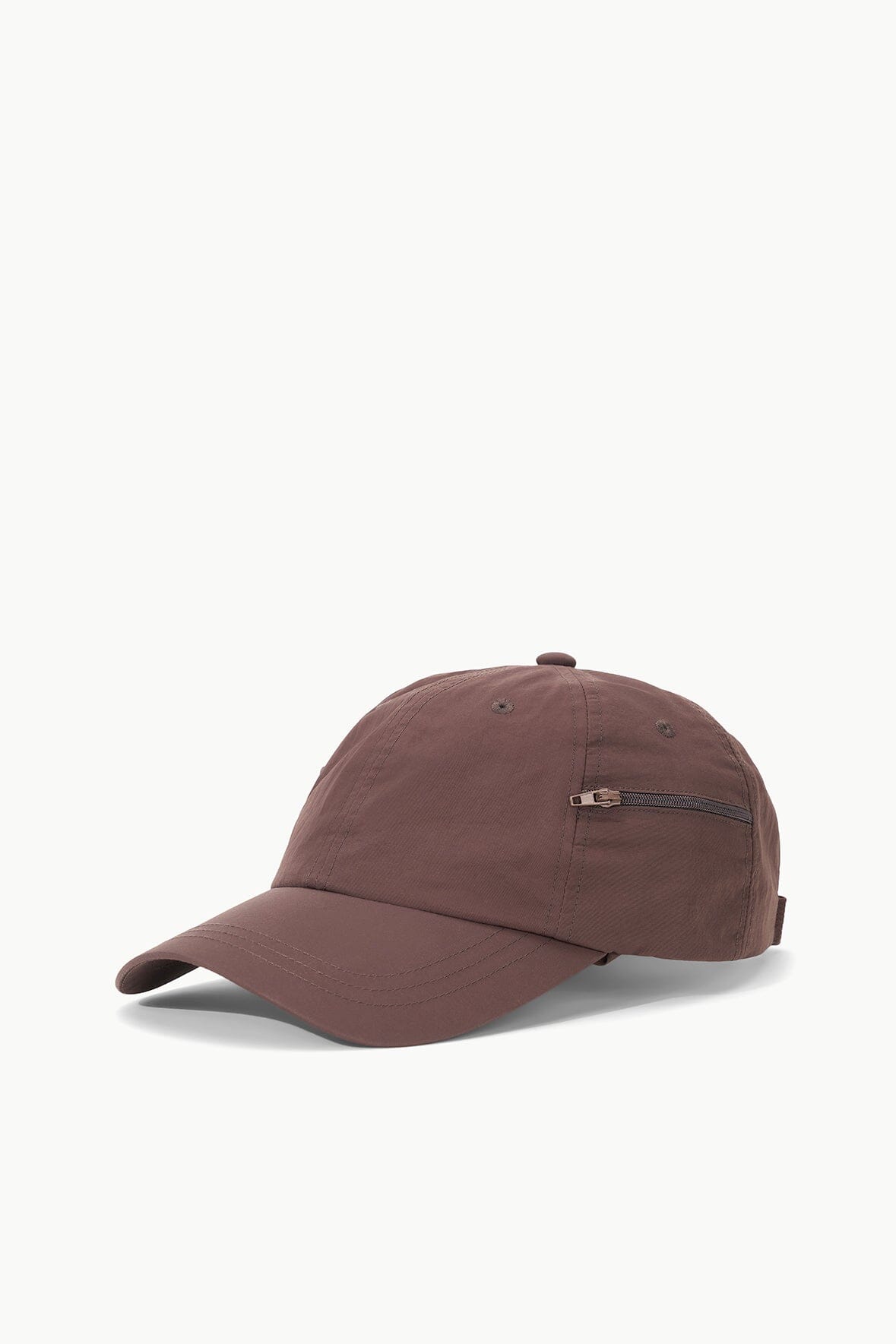 Paulie Adjustable Nylon Baseball Hat with Zip Pocket – Espresso