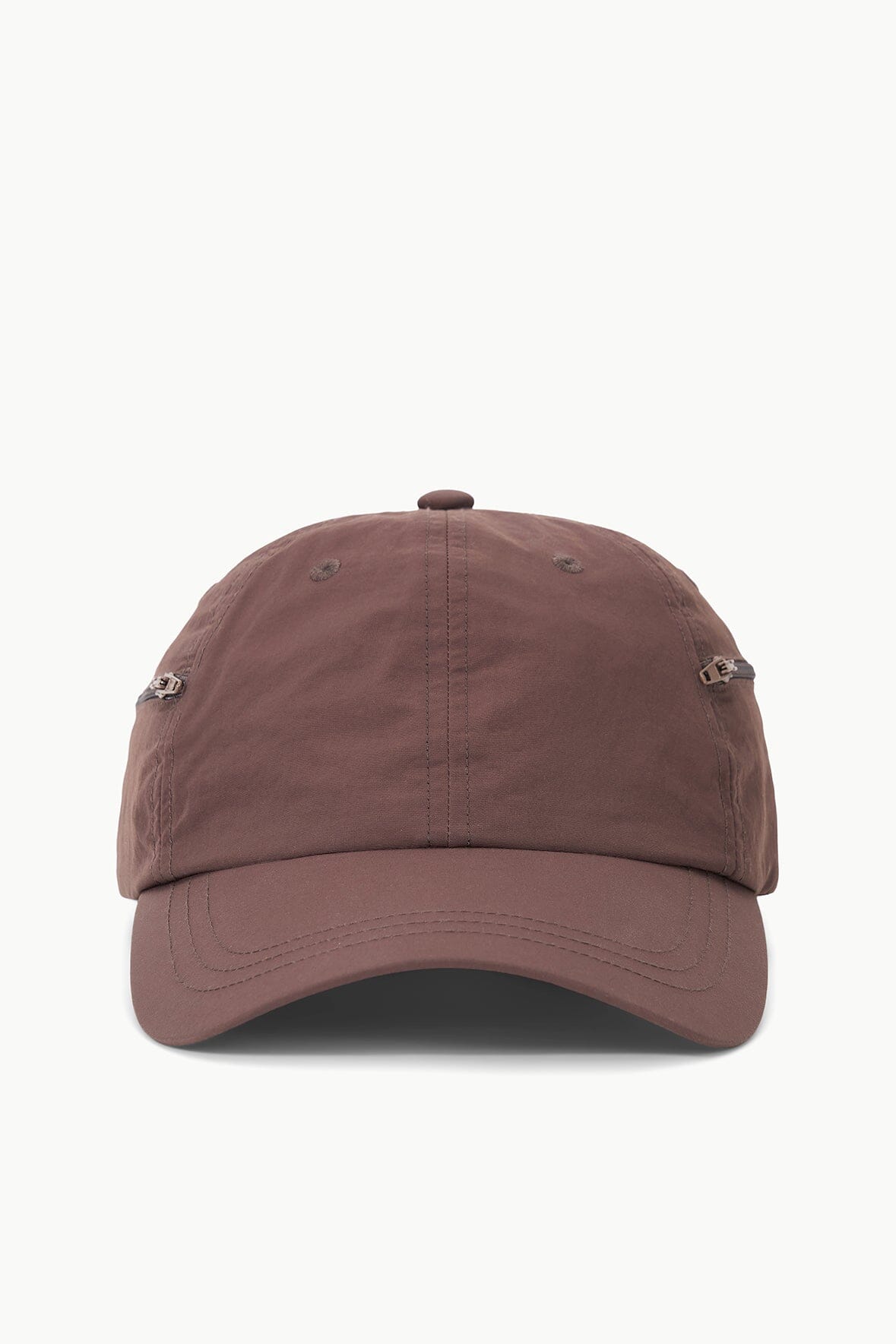 Paulie Adjustable Nylon Baseball Hat with Zip Pocket – Espresso