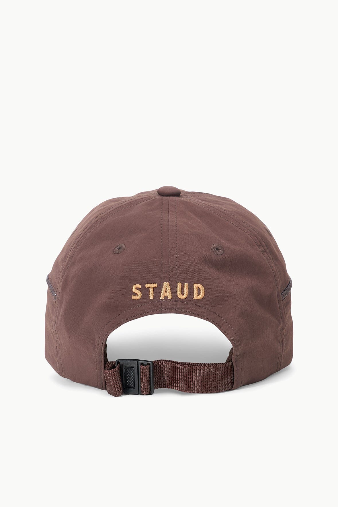 Paulie Adjustable Nylon Baseball Hat with Zip Pocket – Espresso