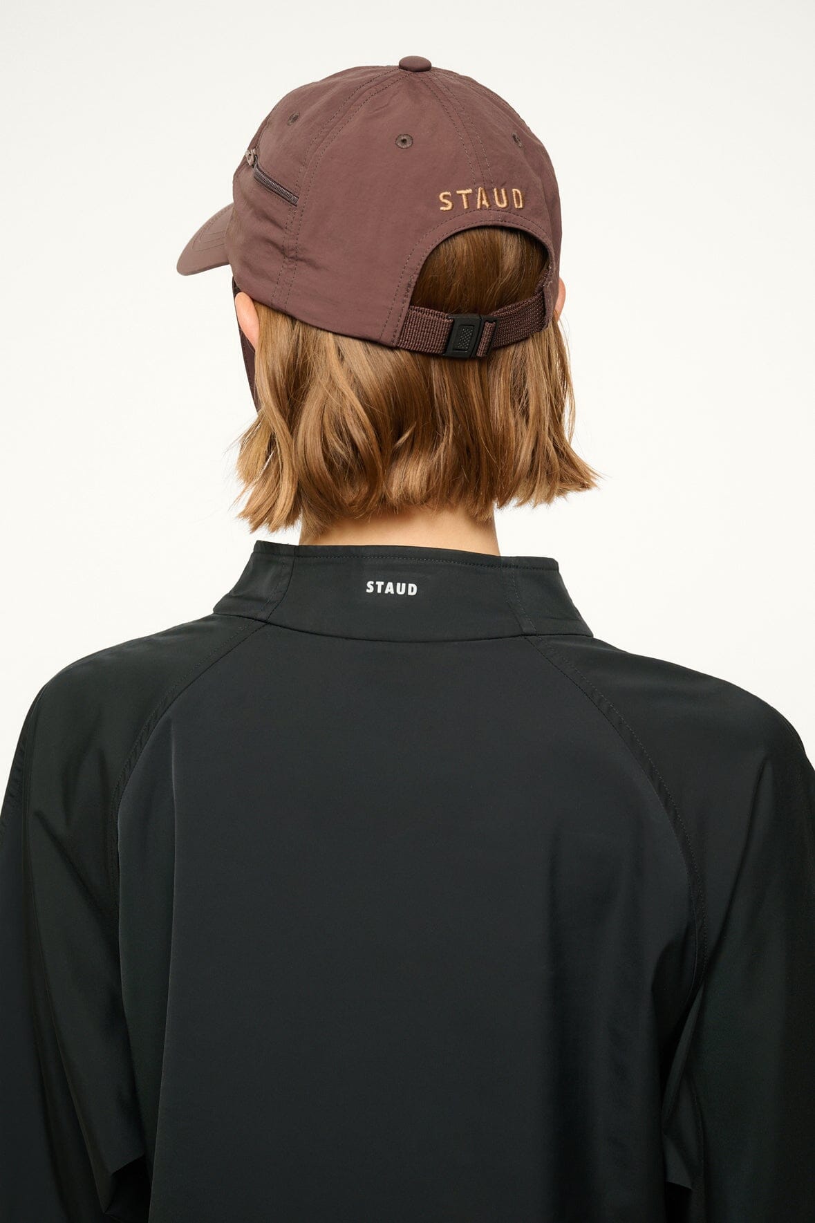 Paulie Adjustable Nylon Baseball Hat with Zip Pocket – Espresso