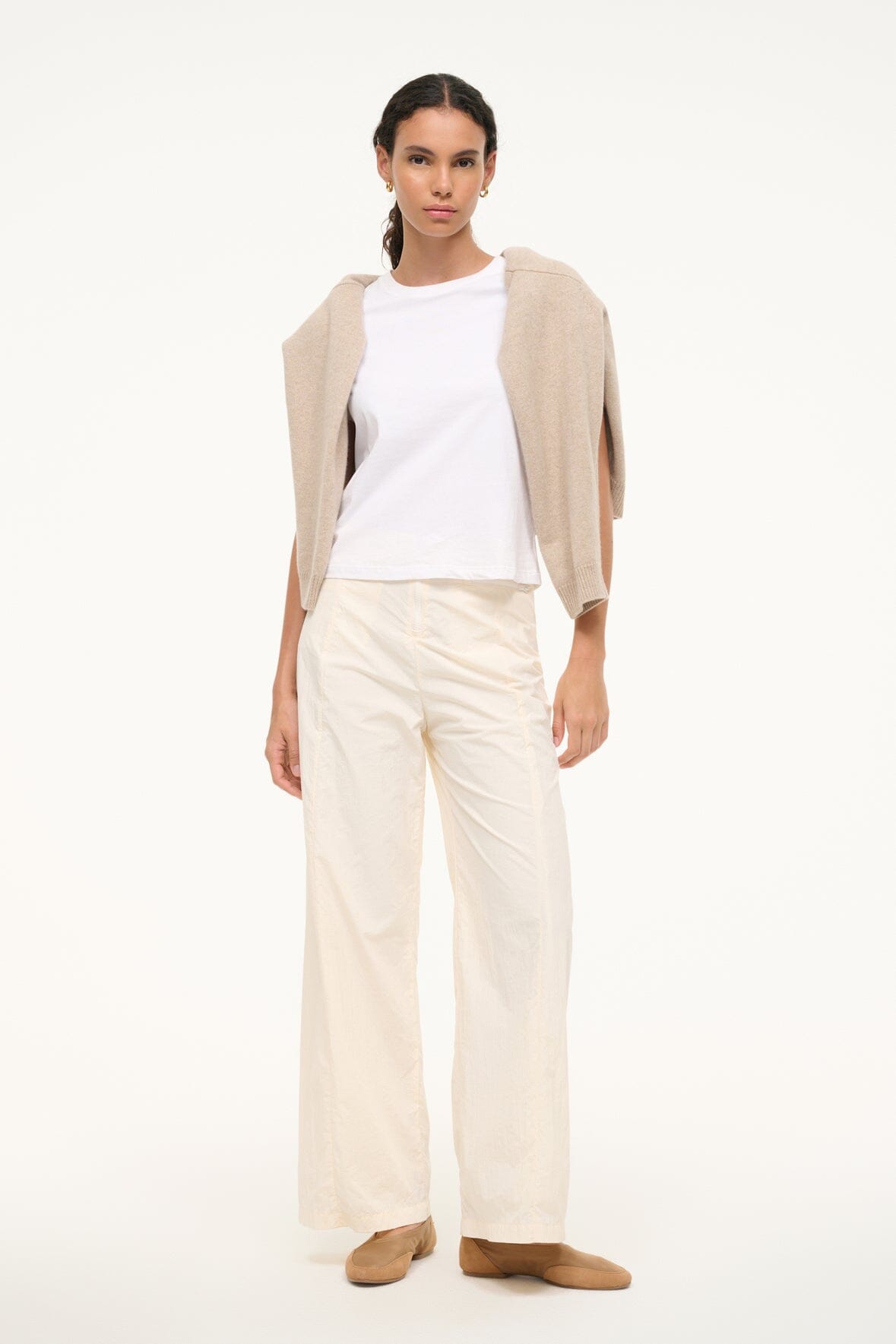 Women's Ivory Wide-Leg Adventure Pants with Zipper Detail