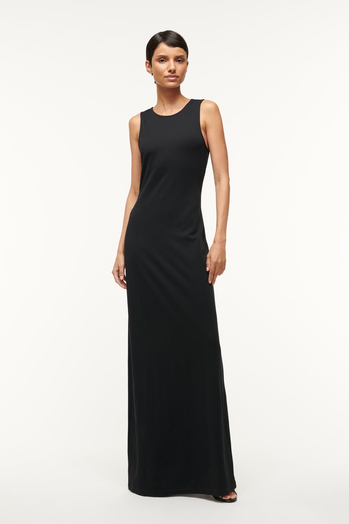 Bari Black Sleeveless Maxi Dress - Lightweight Ponte Fabric