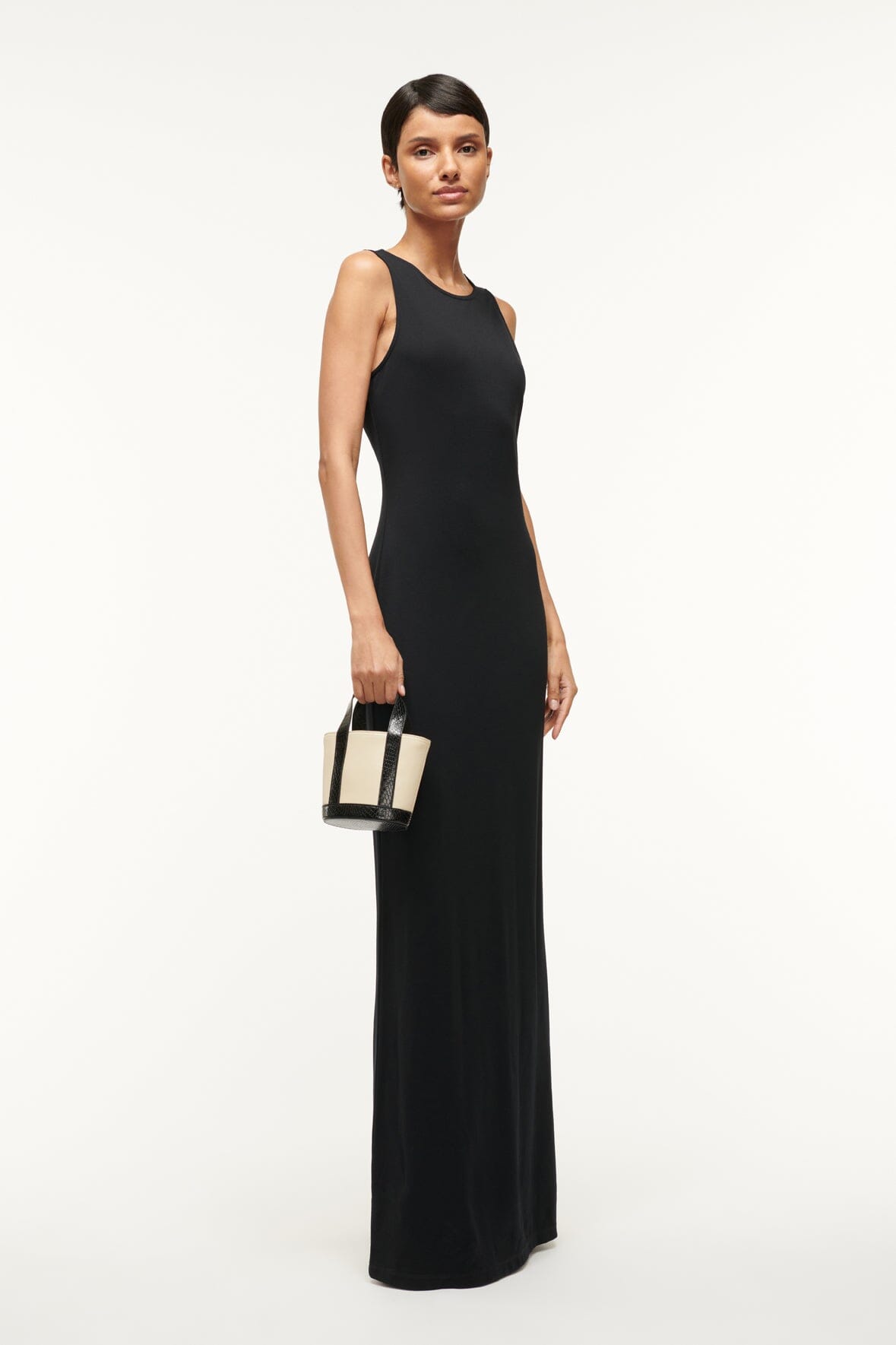 Bari Black Sleeveless Maxi Dress - Lightweight Ponte Fabric