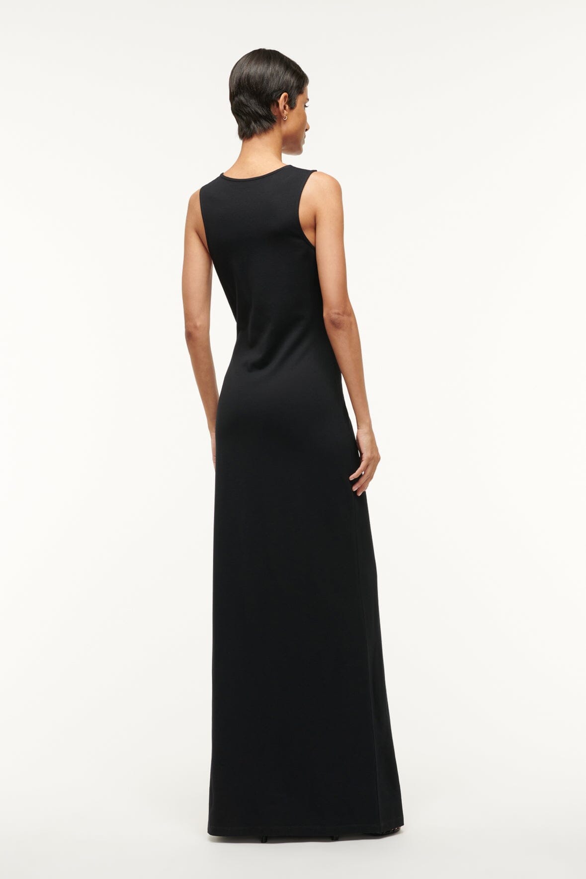 Bari Black Sleeveless Maxi Dress - Lightweight Ponte Fabric