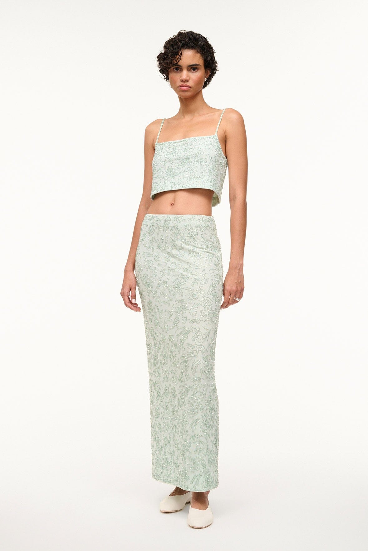 Barletta Caribbean Hand-Beaded Maxi Skirt with Back Slit