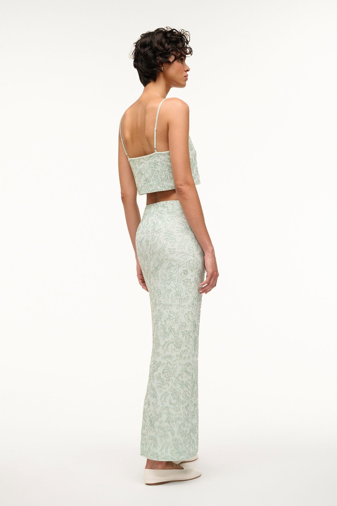 Barletta Caribbean Hand-Beaded Maxi Skirt with Back Slit