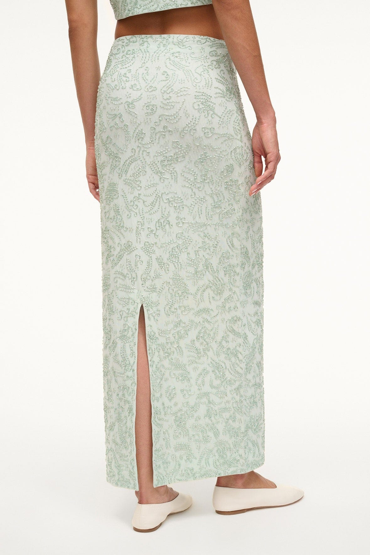 Barletta Caribbean Hand-Beaded Maxi Skirt with Back Slit