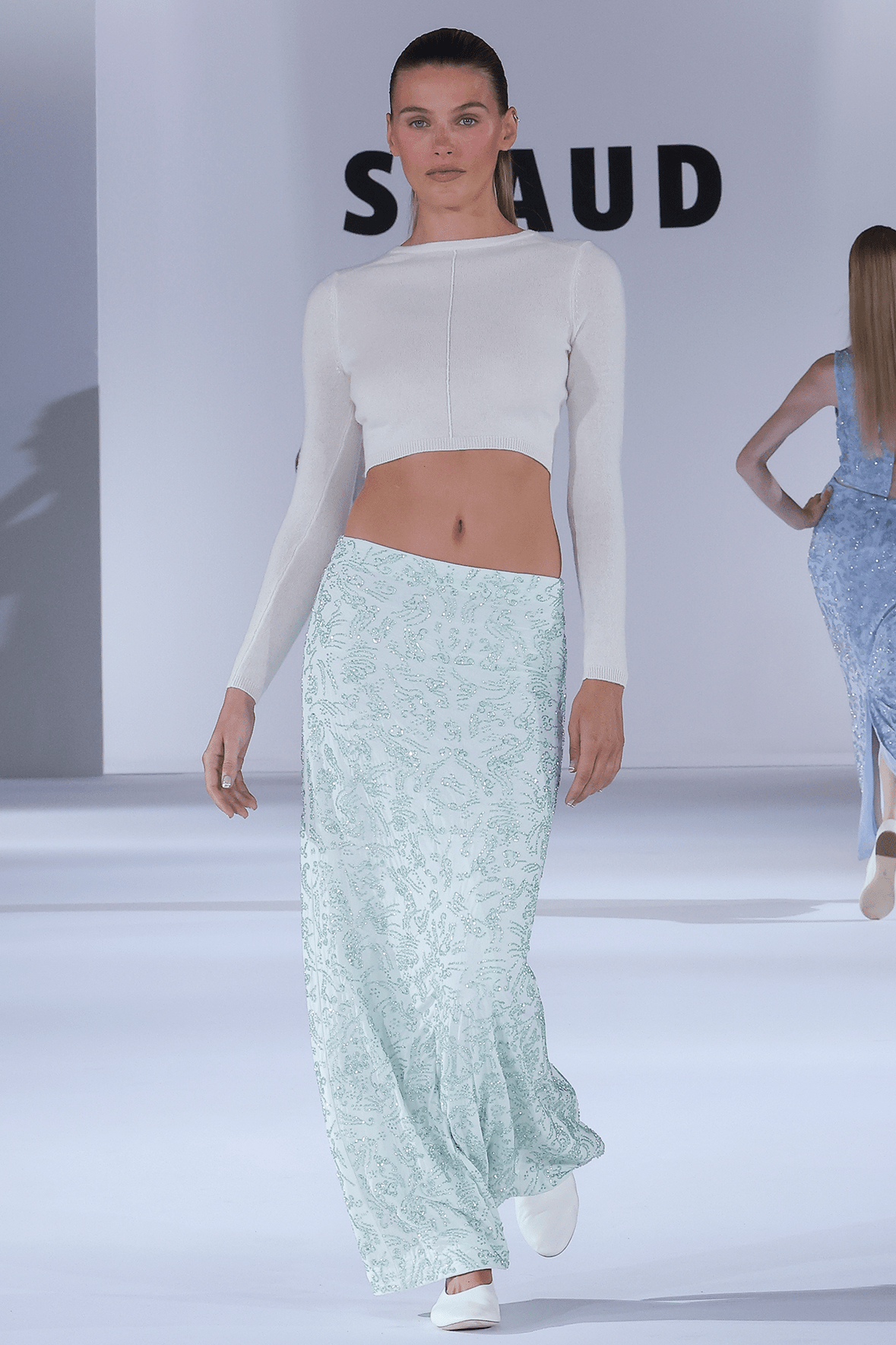 Barletta Caribbean Hand-Beaded Maxi Skirt with Back Slit