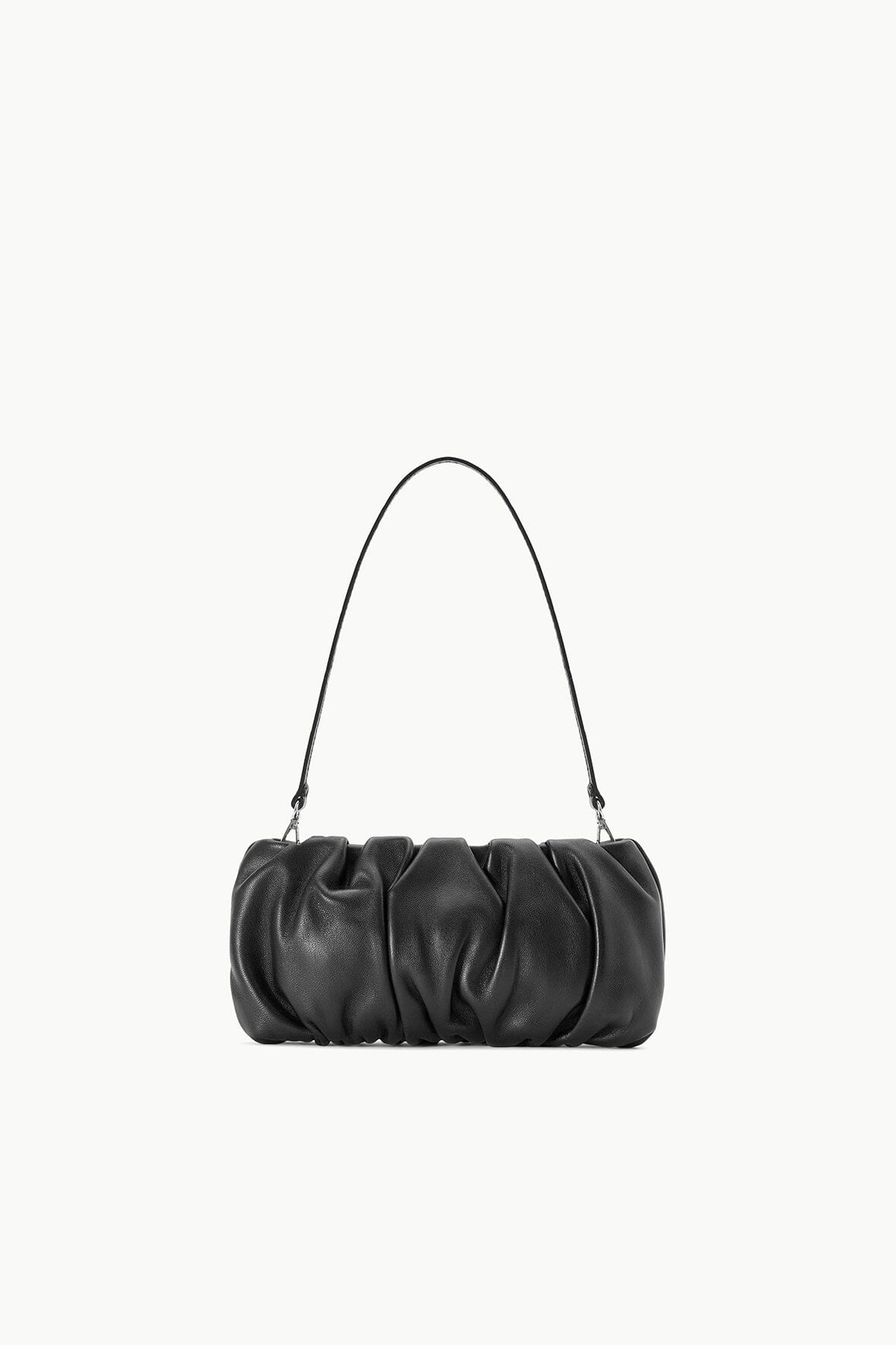Black Leather Convertible Clutch with Removable Strap