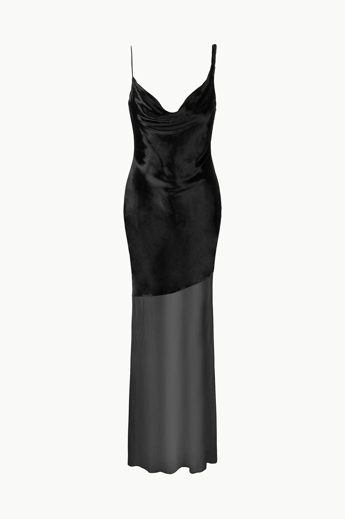 Beaton Black Velvet Maxi Dress with Sheer Chiffon Skirt