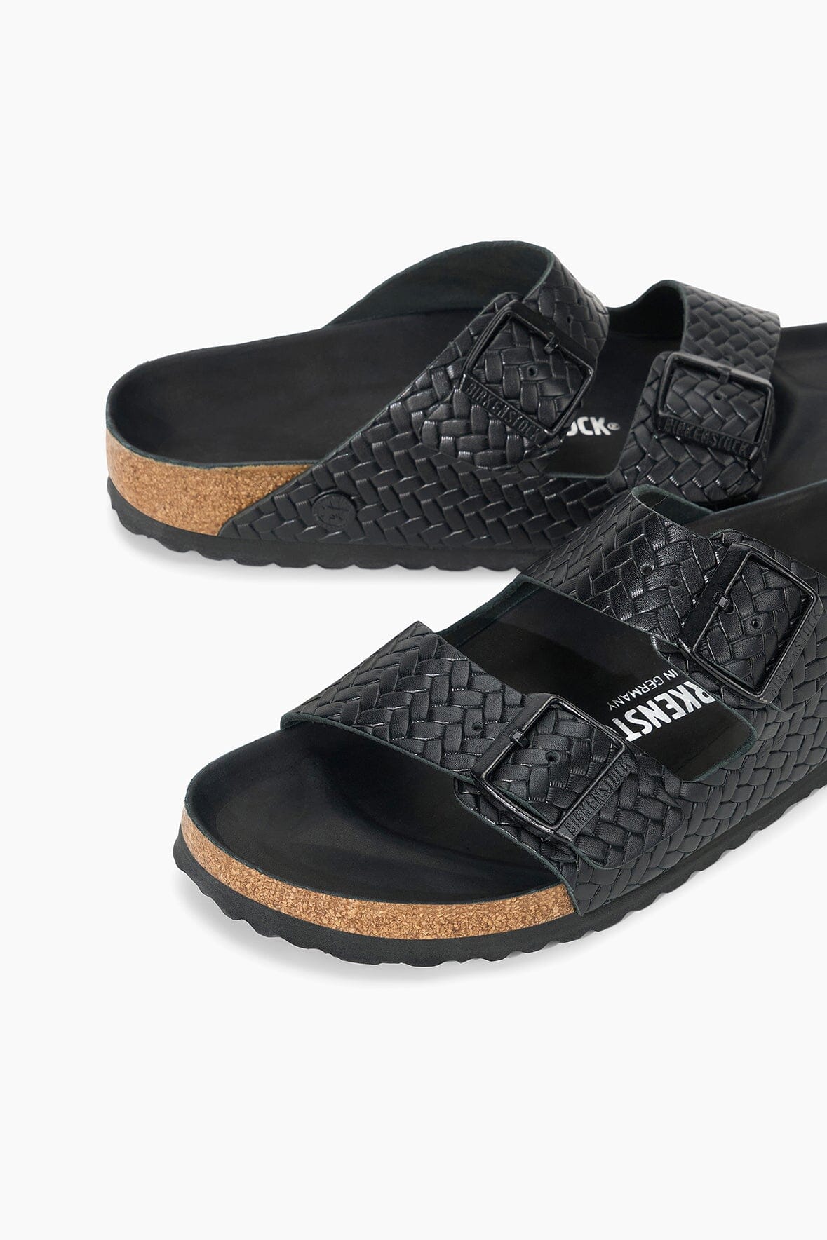Birkenstock Arizona Woven Leather Sandals - Black Narrow Fit