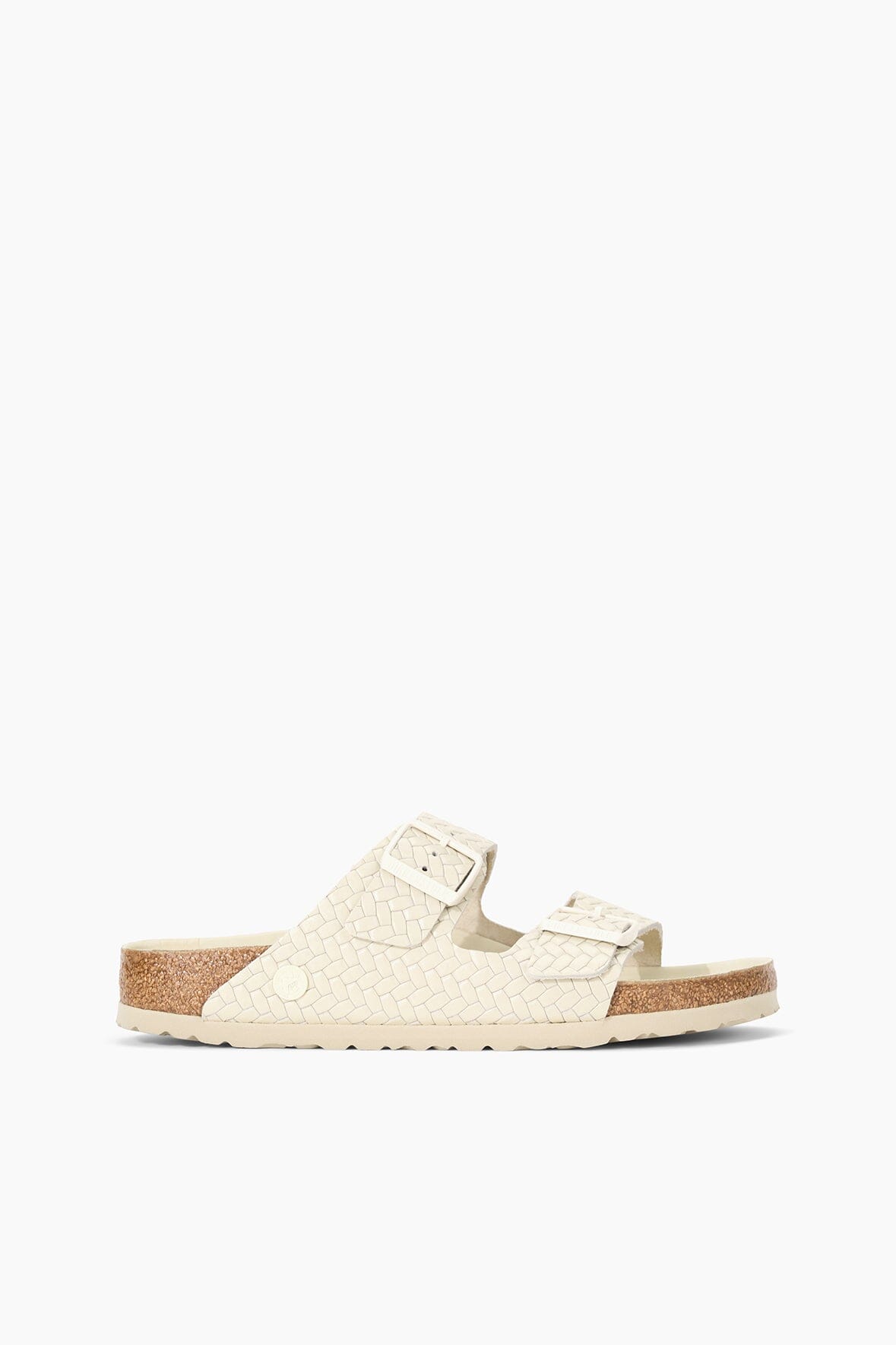 Birkenstock Arizona Woven Leather Sandals in Ecru