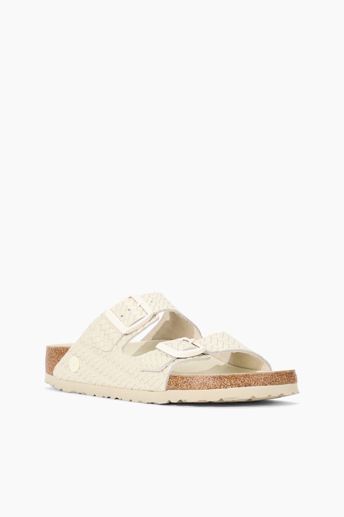 Birkenstock Arizona Woven Leather Sandals in Ecru