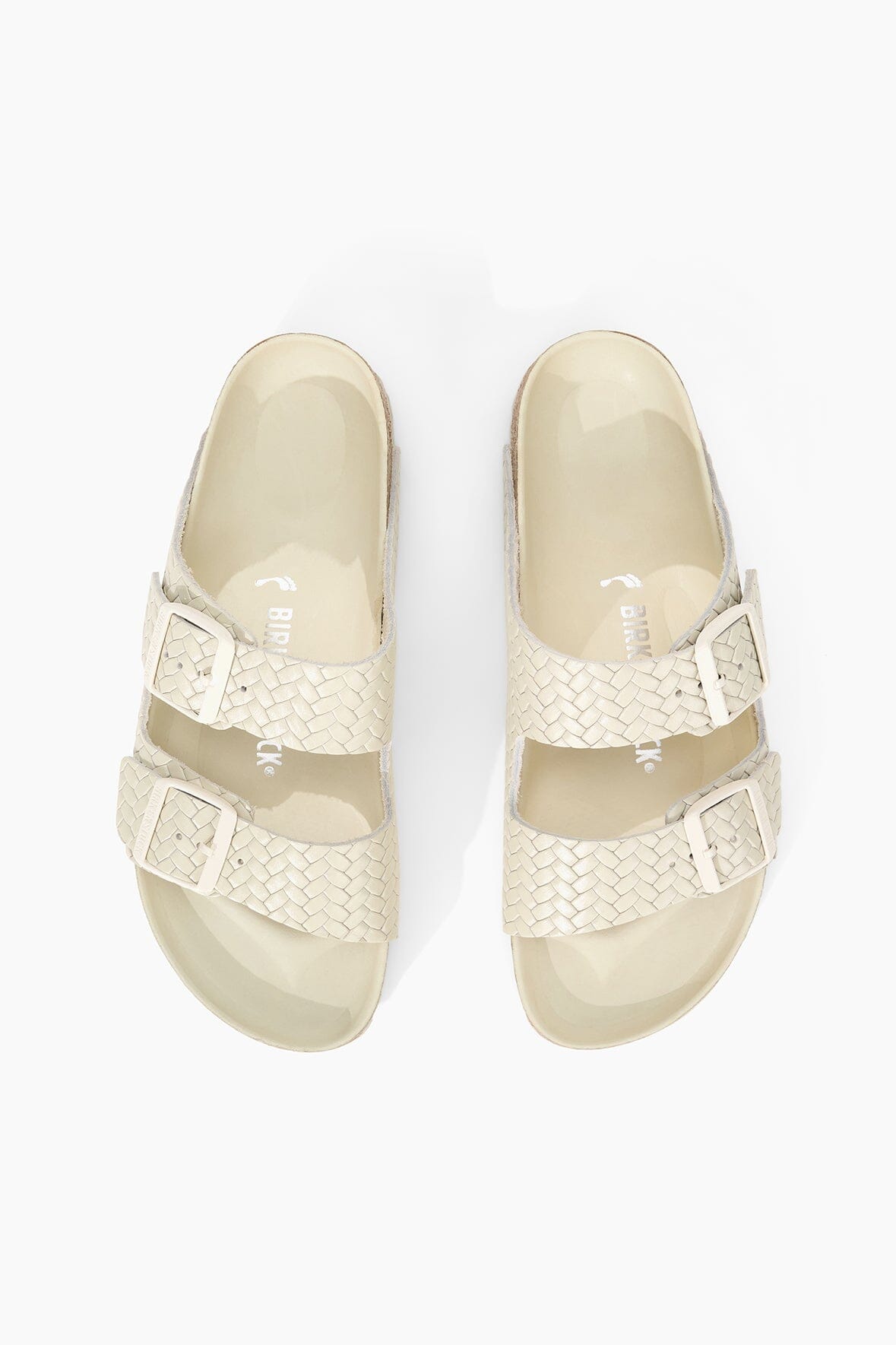 Birkenstock Arizona Woven Leather Sandals in Ecru