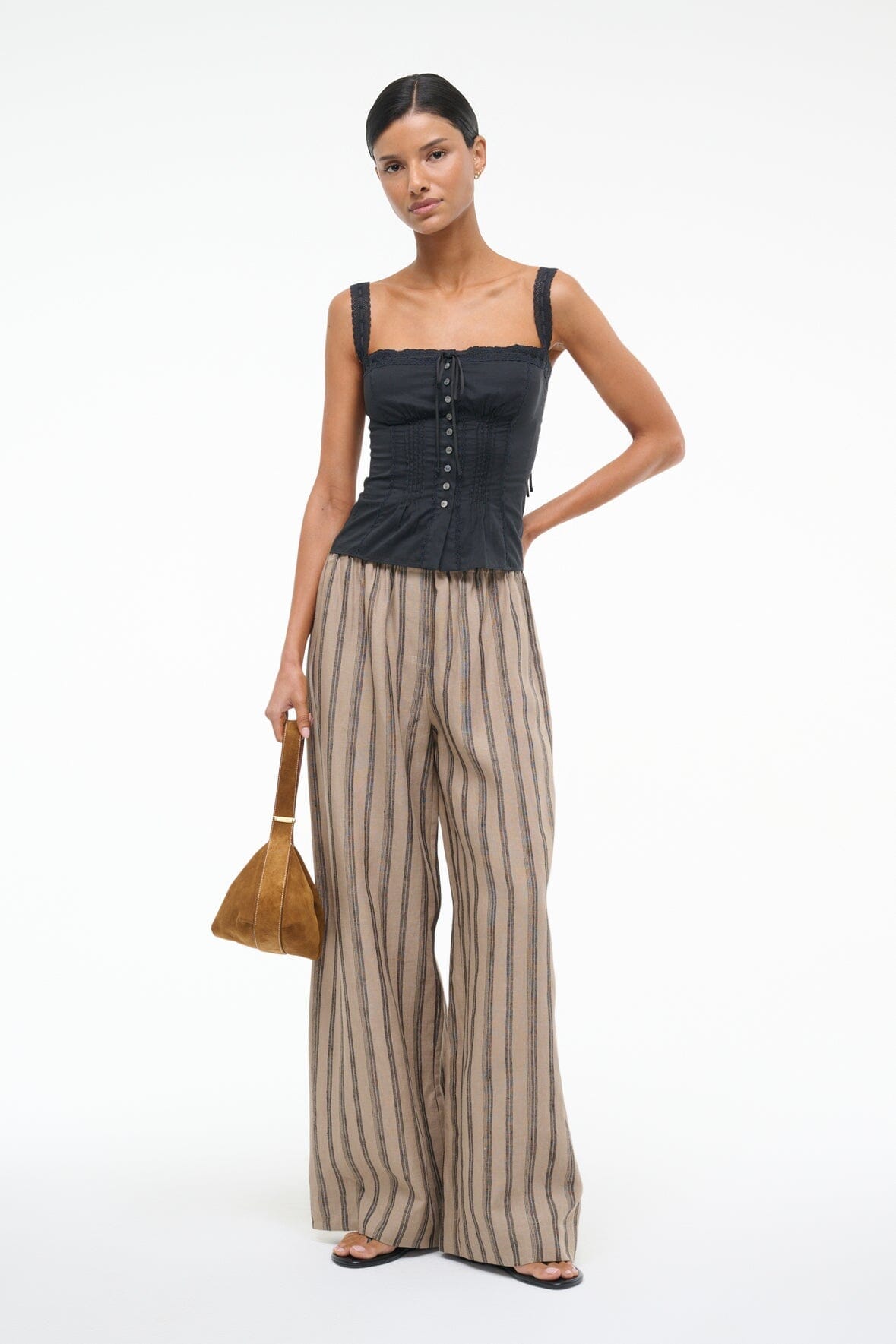 Bonfire Linen Pants | Wide Leg Summer Stripe Pull-On