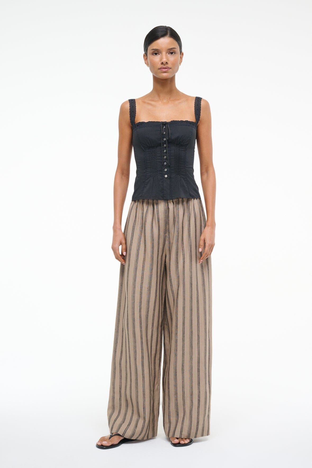 Bonfire Linen Pants | Wide Leg Summer Stripe Pull-On