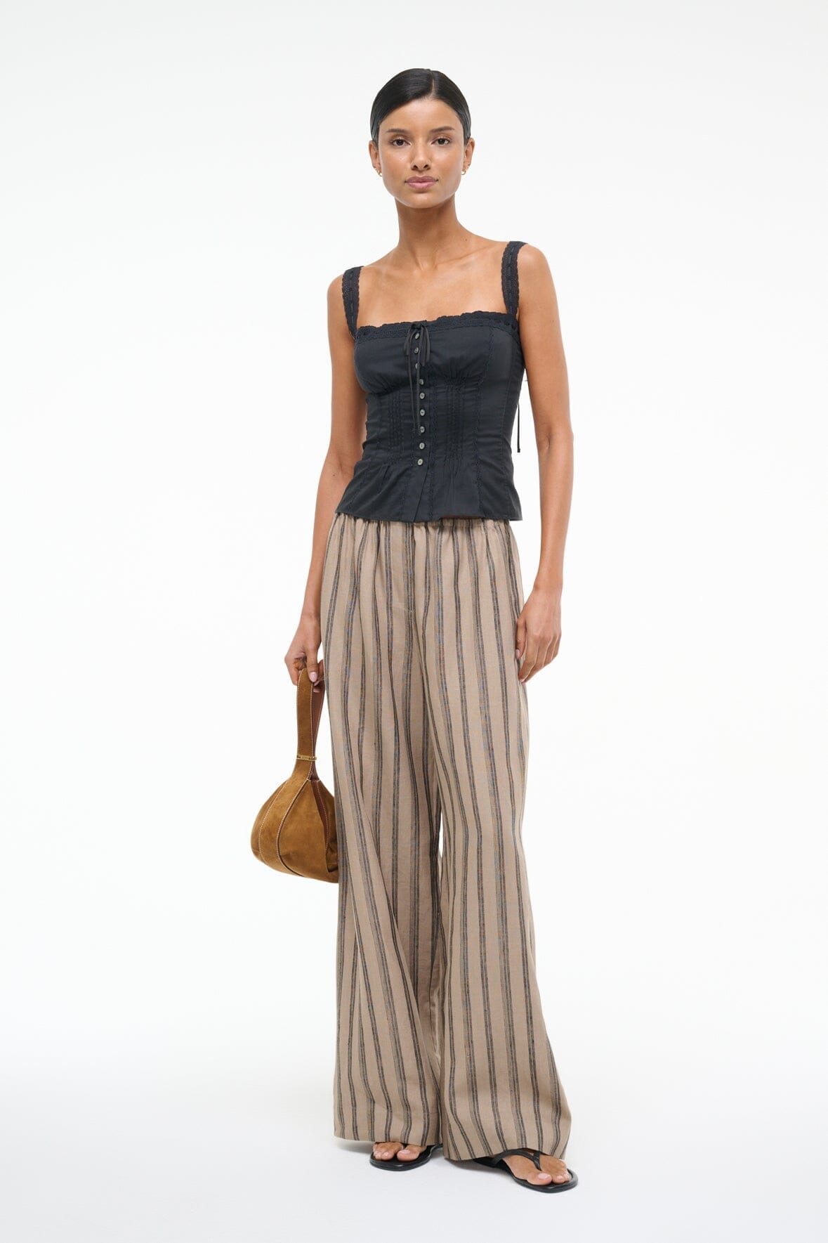 Bonfire Linen Pants | Wide Leg Summer Stripe Pull-On