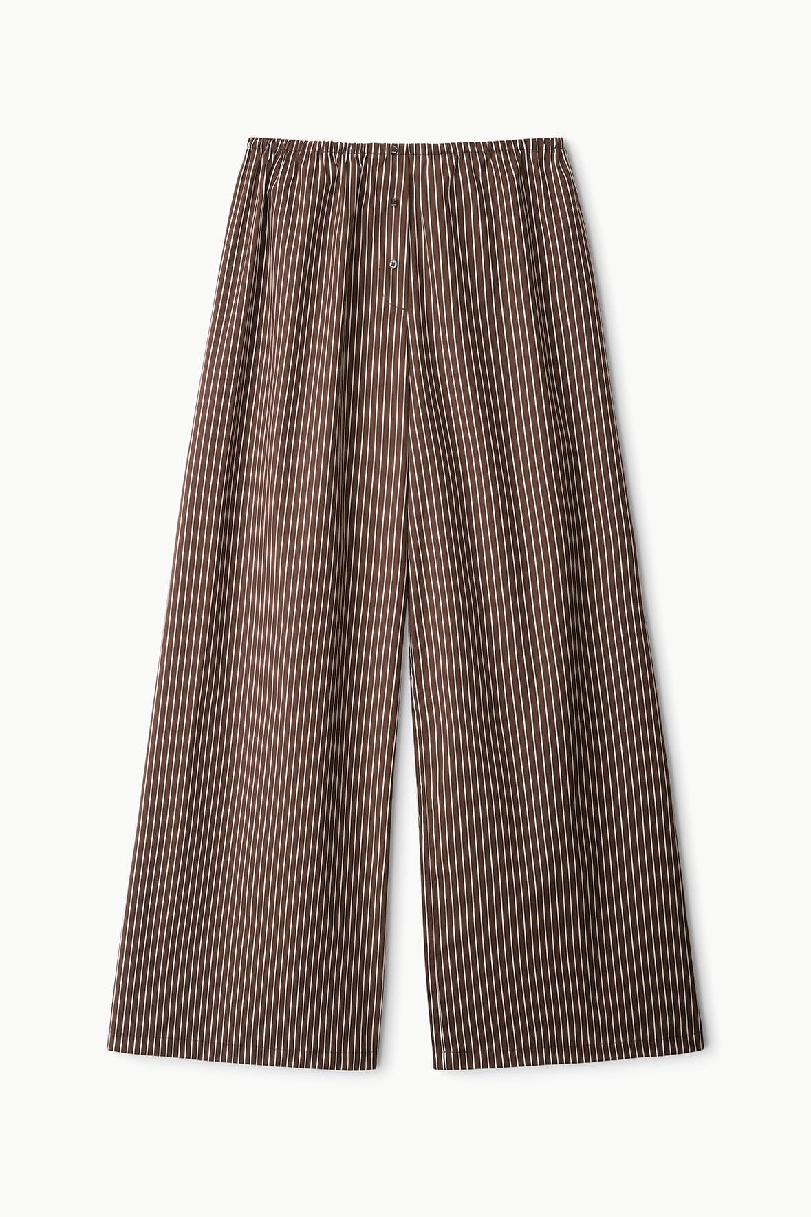 Bonfire Wide Leg Cotton Poplin Pants - Dark Oak Micro Stripe
