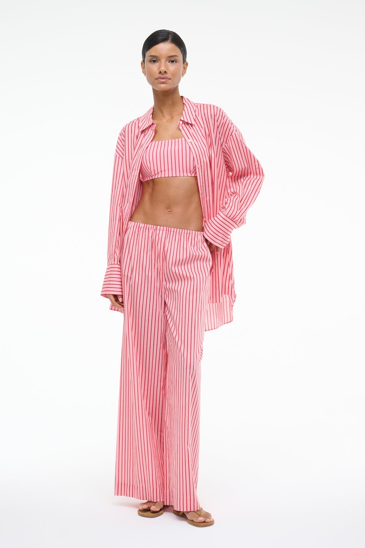 Bonfire Cotton Poplin Wide Leg Pants with Elastic Waistband