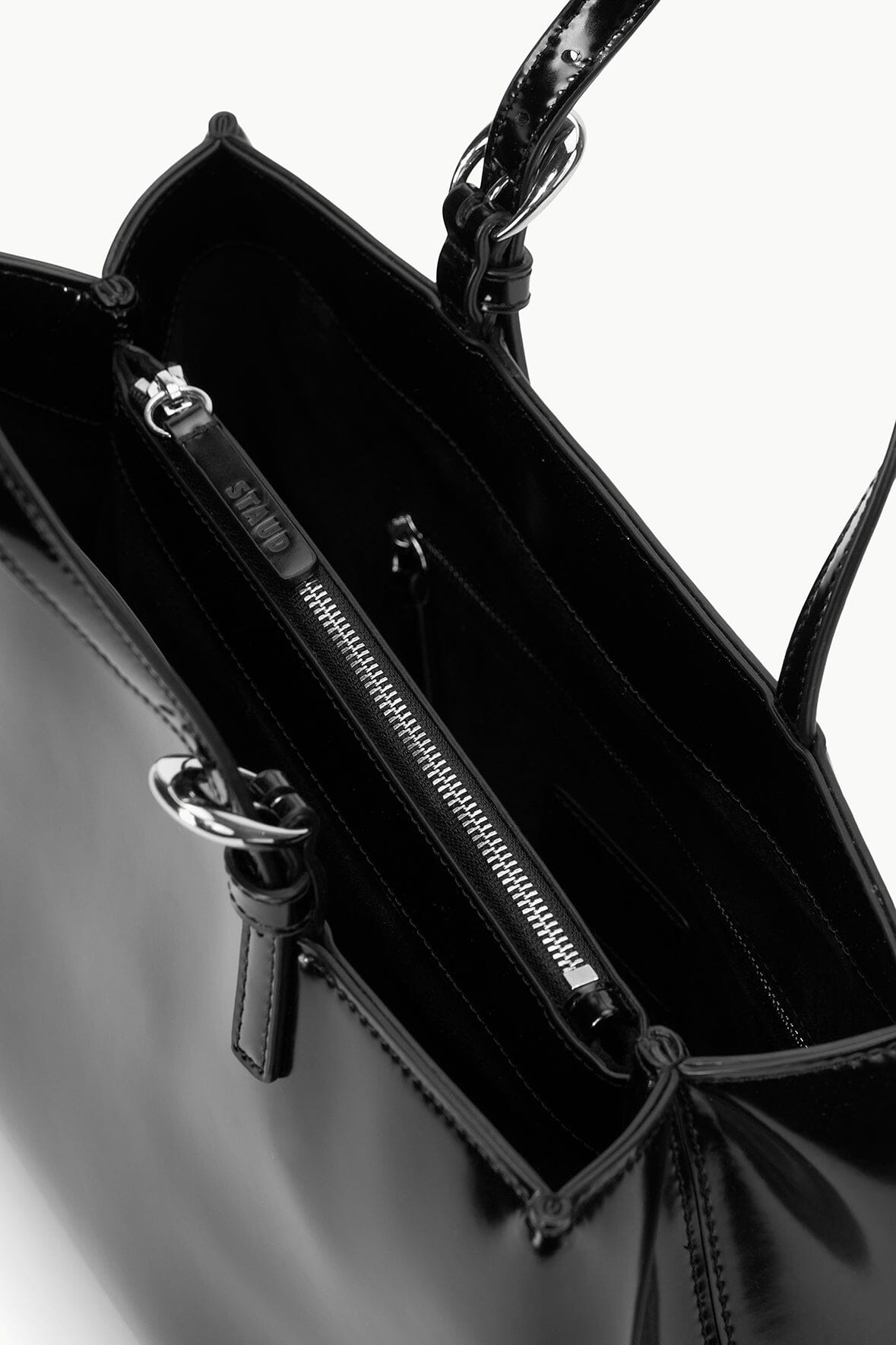 Brando Black Leather Handbag with Adjustable Handles & Moon Buckle
