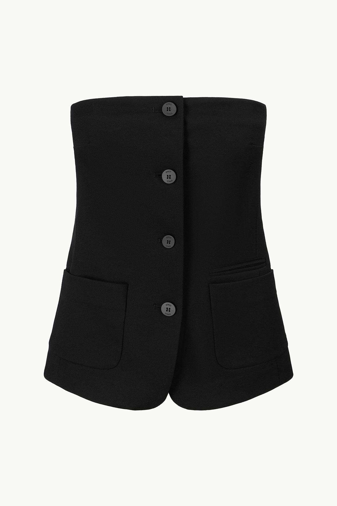 Black Strapless Corset Top with Button Front & Patch Pocket – Brigade