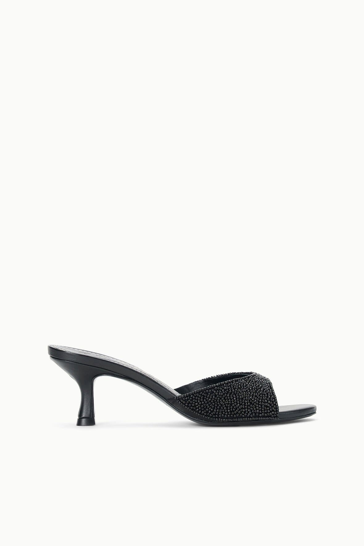 Brigitte Black Beaded Kitten Heel Mules for Women