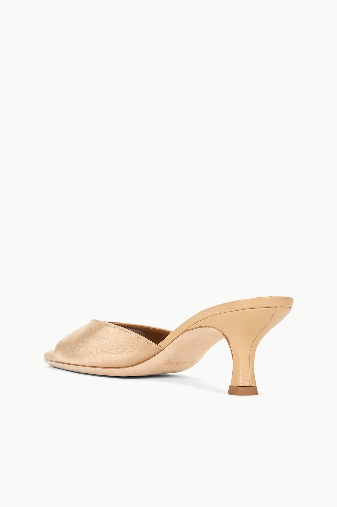 Brigitte Satin Mule Sandals with Kitten Heel | Camel