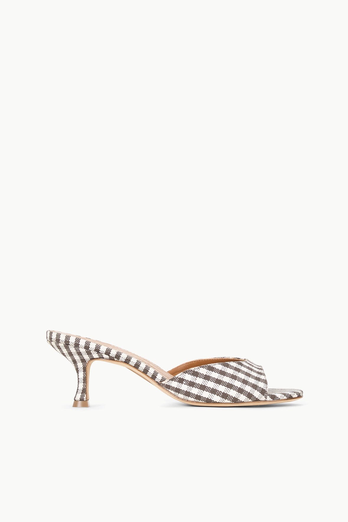 Brigitte Dark Chocolate Micro Check Kitten Heel Mule Shoes