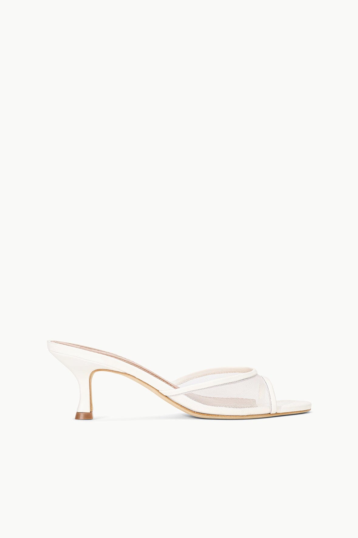 Brigitte Mesh & Leather Kitten Heel Mules - Open Toe