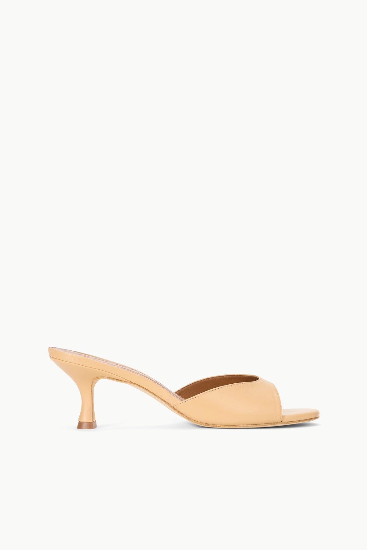 Brigitte Nappa Leather Kitten Heel Mule | Porcini Open-Toe Shoes