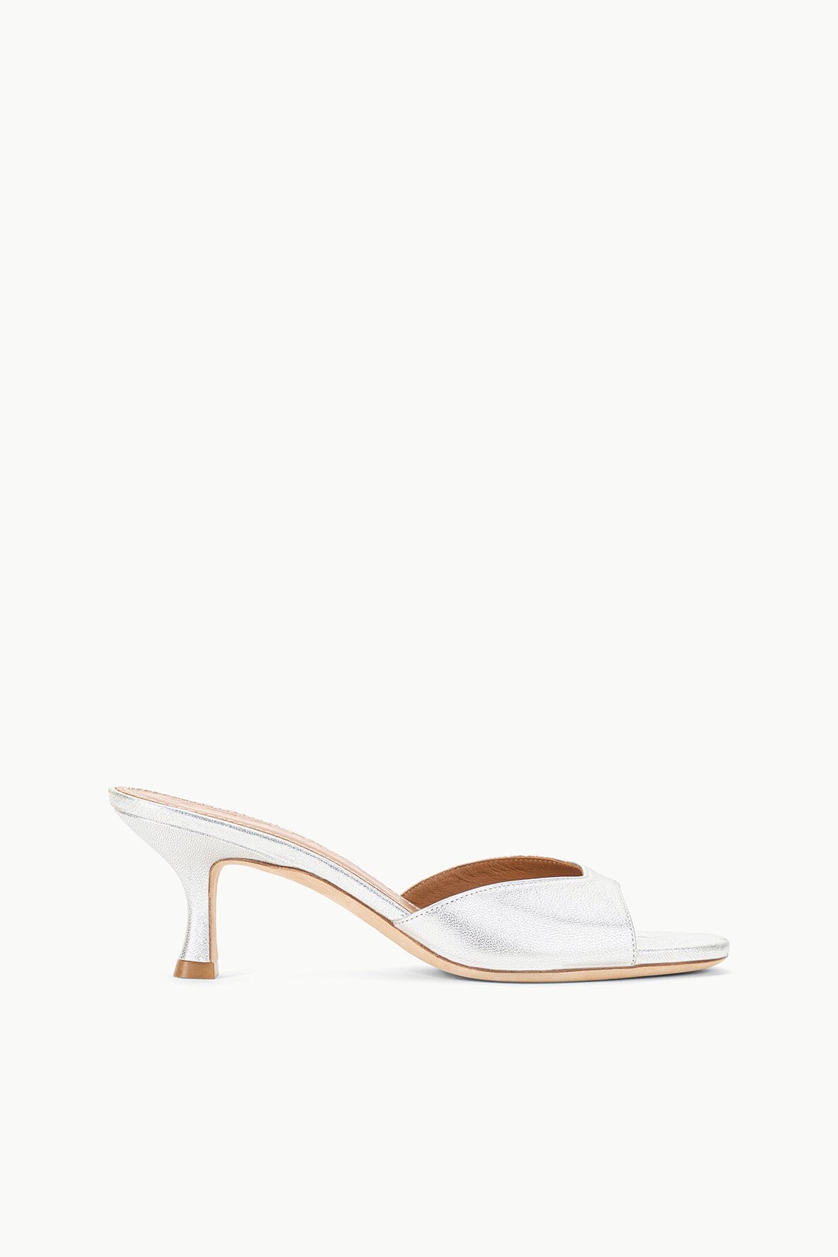 Brigitte Silver Kitten Heel Mule Sandals
