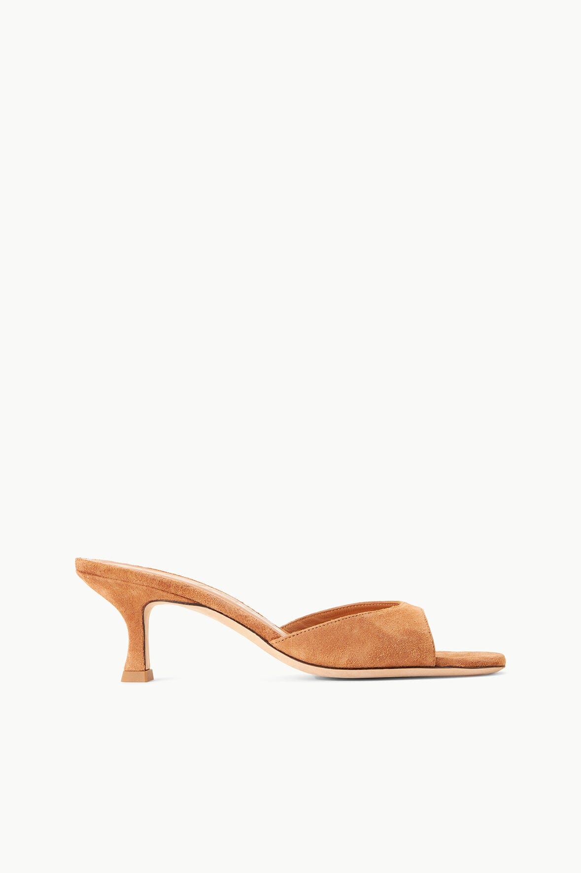 Brigitte Suede Kitten Heel Mule - Tan Open-Toe Shoes