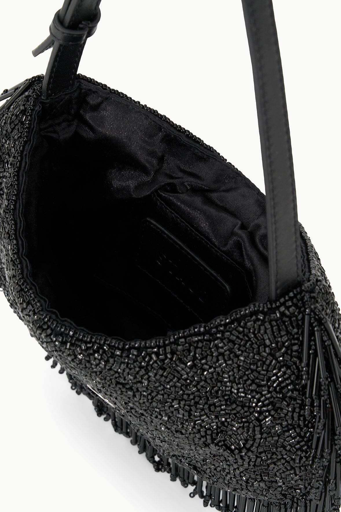 Alana Black Fringe Beaded Shoulder Bag with Moon Buckle
