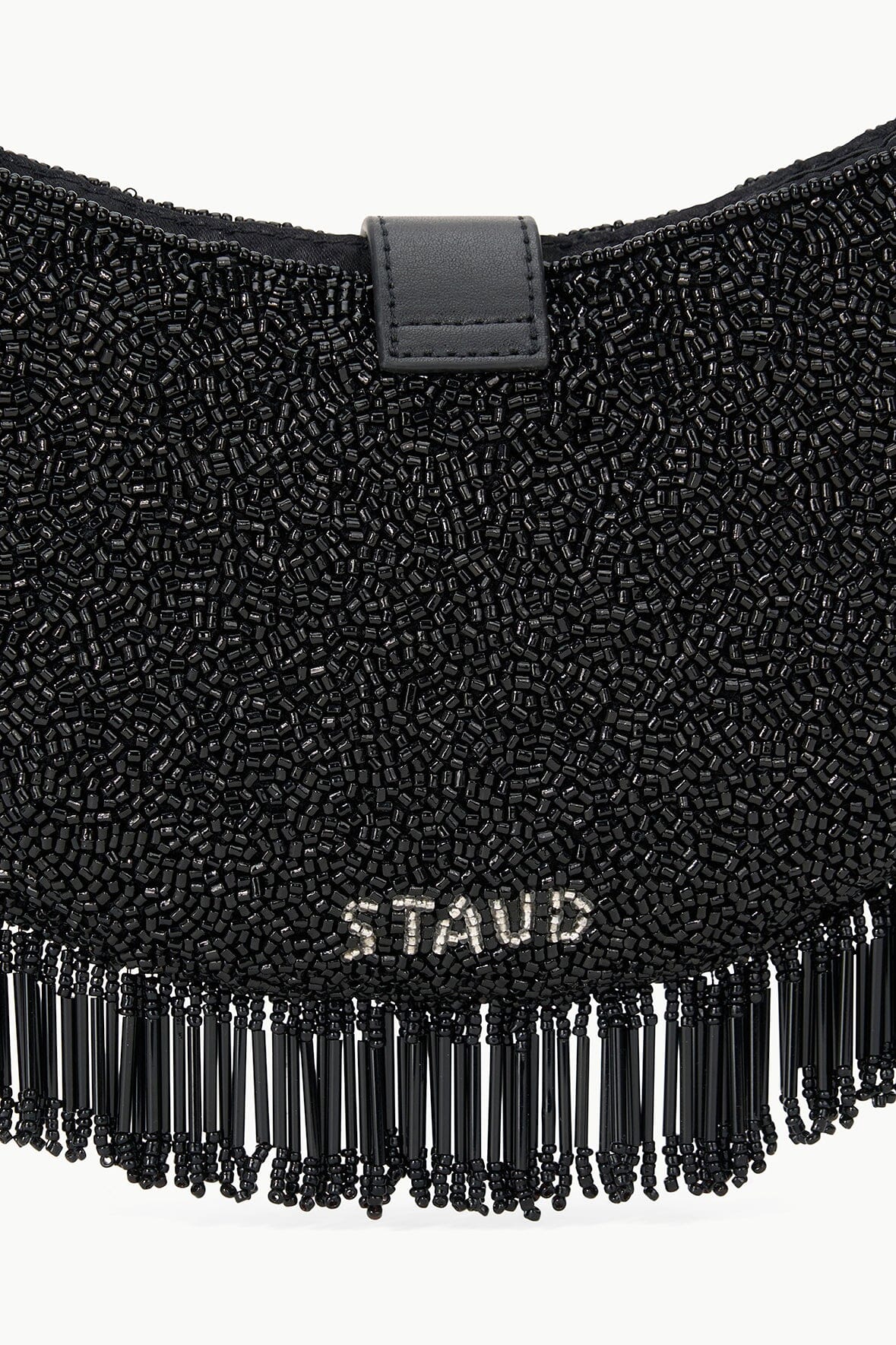 Alana Black Fringe Beaded Shoulder Bag with Moon Buckle