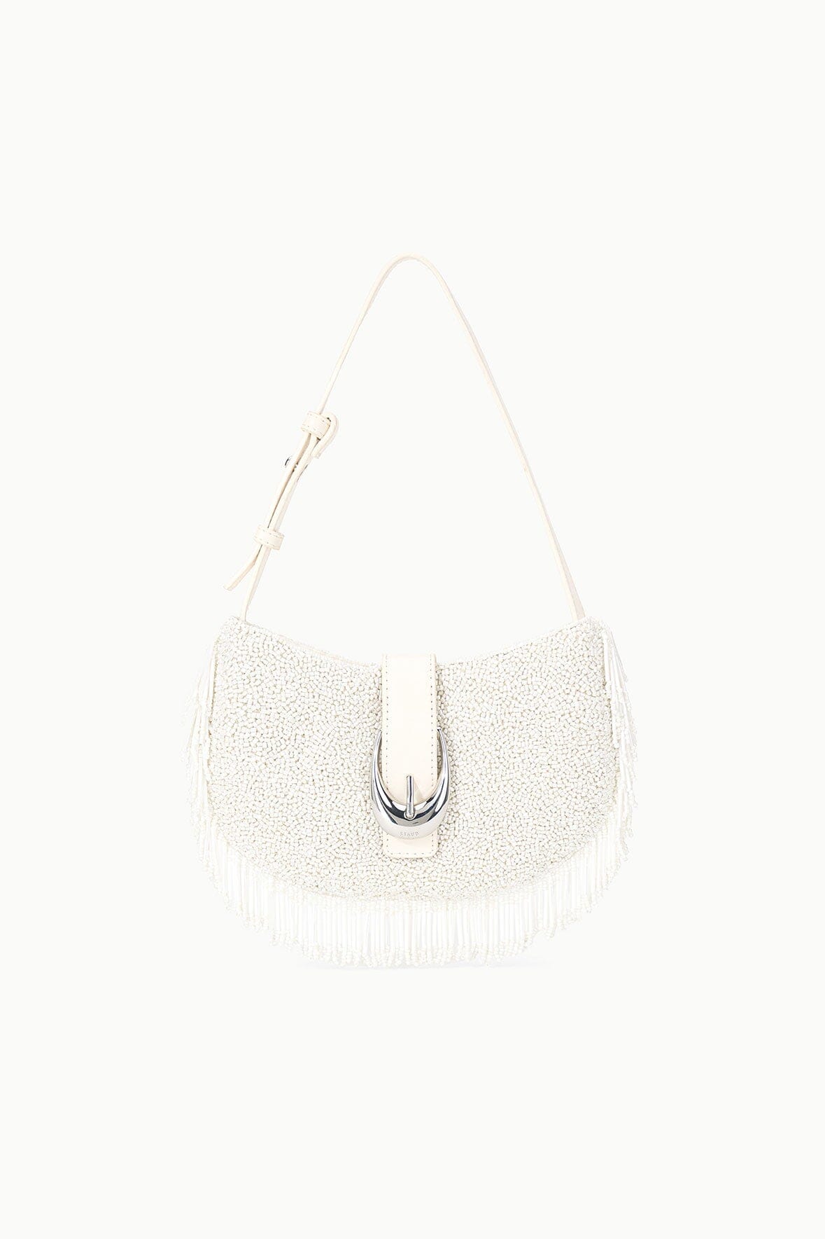 Alana Beaded Crescent Bag with Fringe & Adjustable Strap