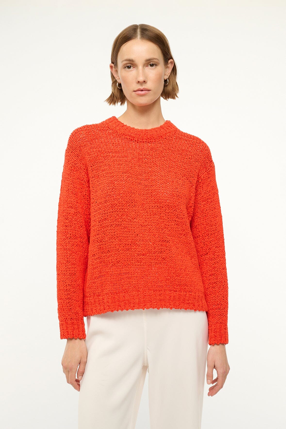 Organic Cotton Cala Sweater - Chunky Crewneck Knit in Cayenne