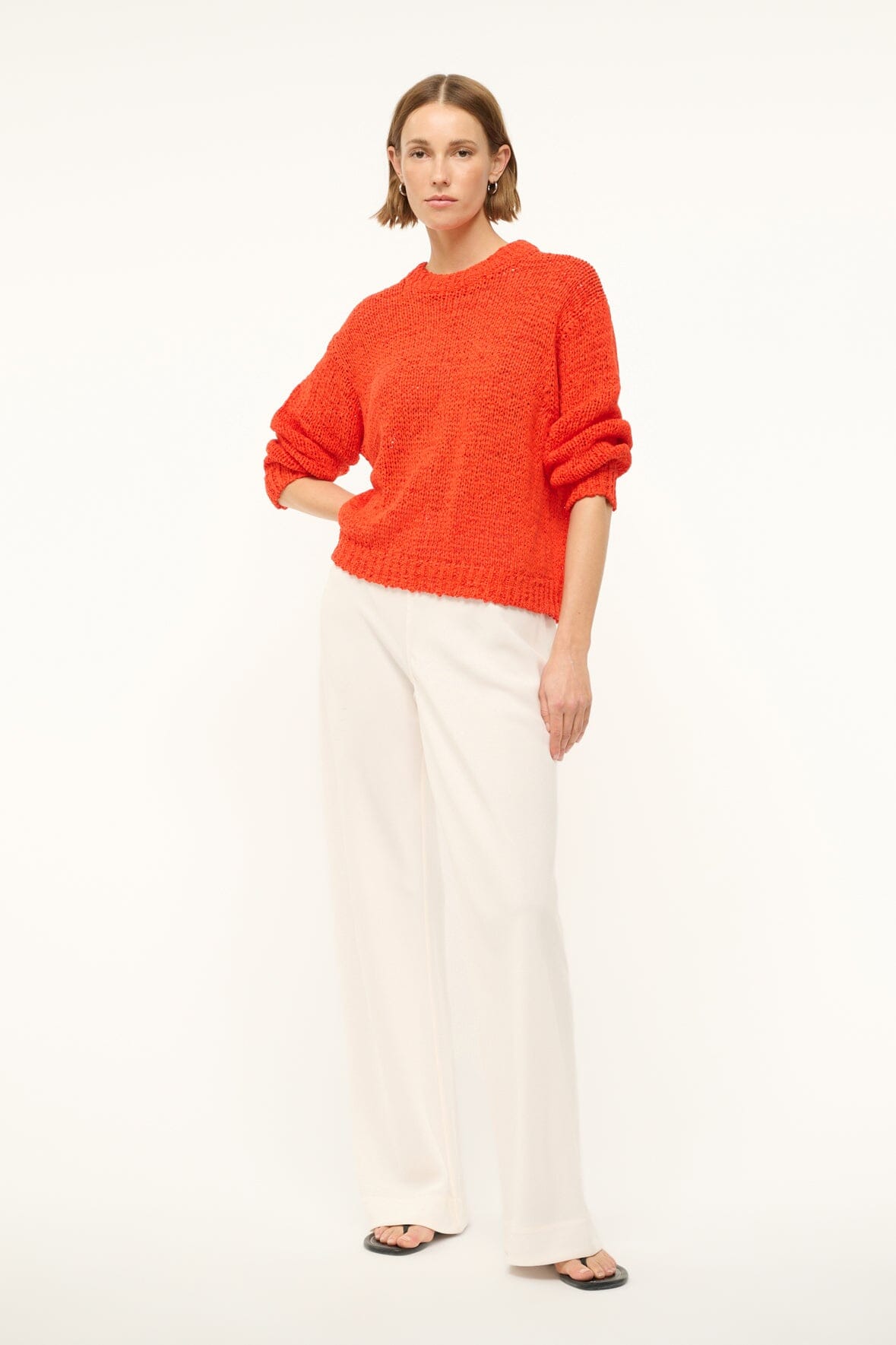 Organic Cotton Cala Sweater - Chunky Crewneck Knit in Cayenne