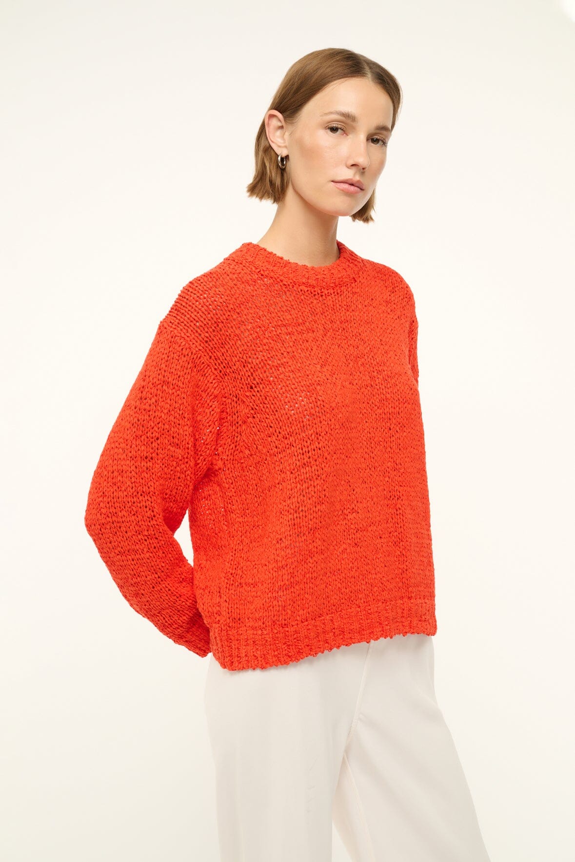 Organic Cotton Cala Sweater - Chunky Crewneck Knit in Cayenne