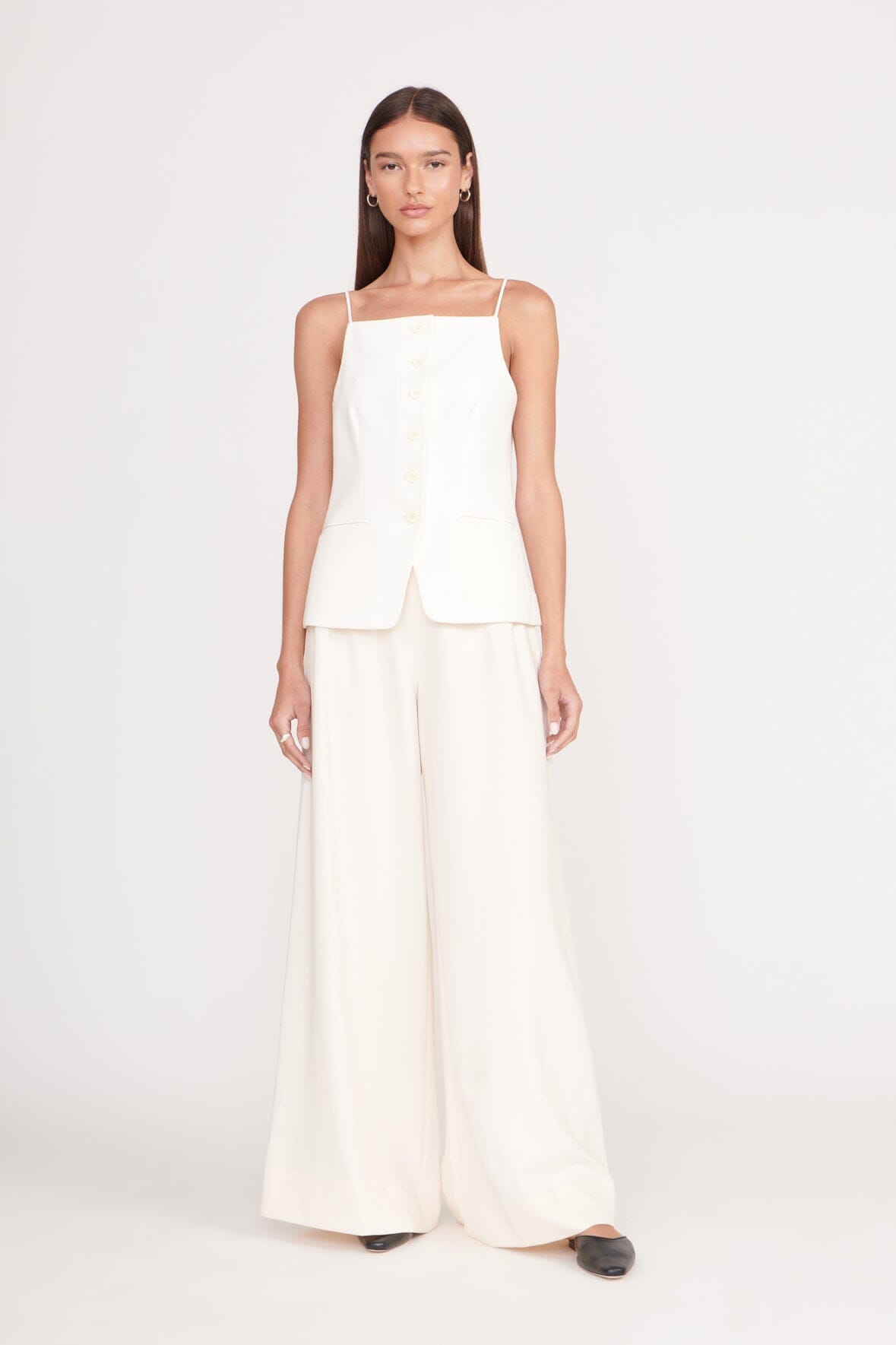 Caleb High Waist Wide Leg Pants in Ecru