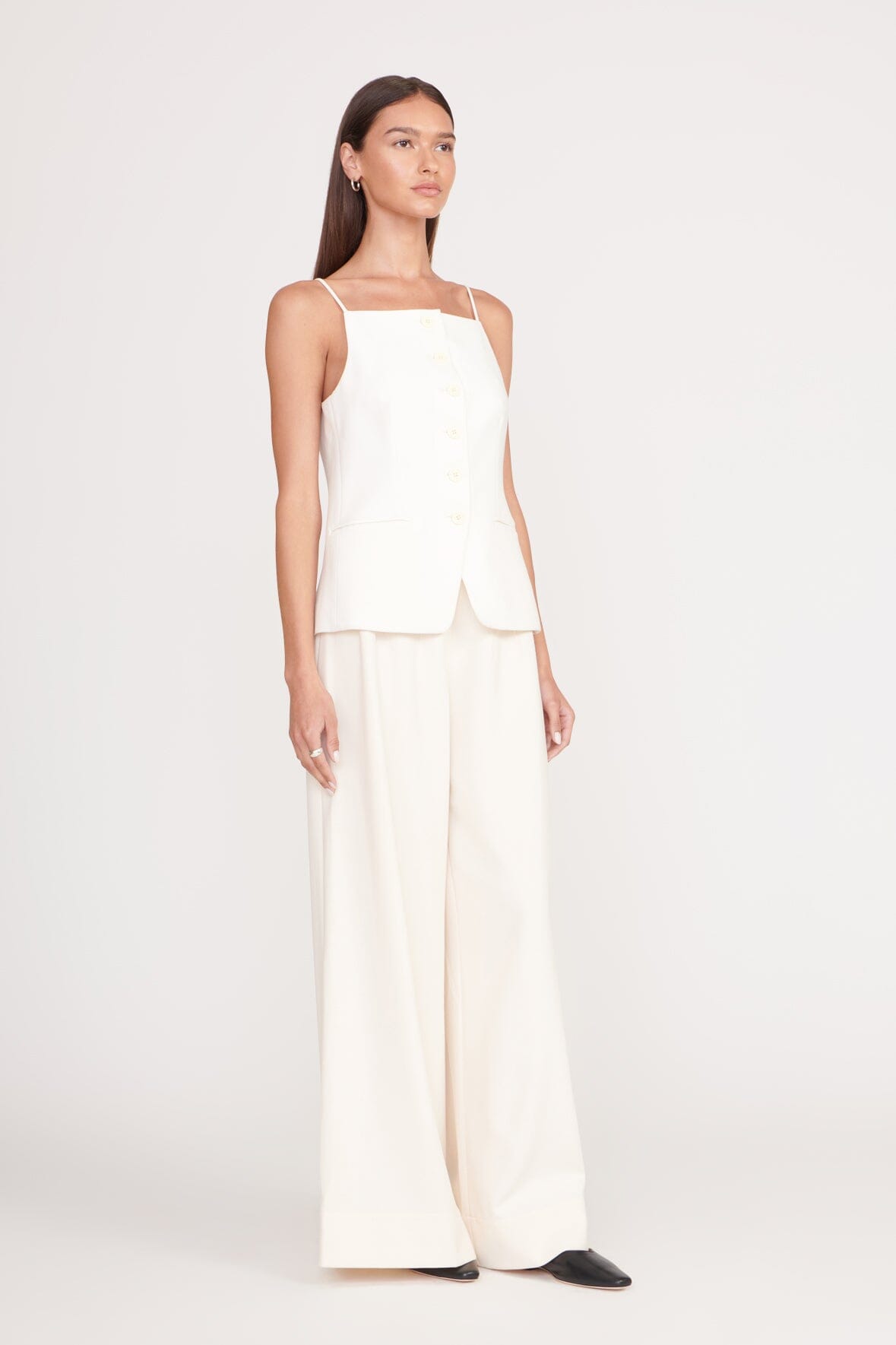 Caleb High Waist Wide Leg Pants in Ecru