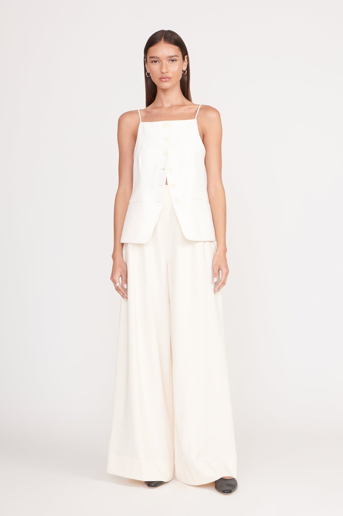 Caleb High Waist Wide Leg Pants in Ecru