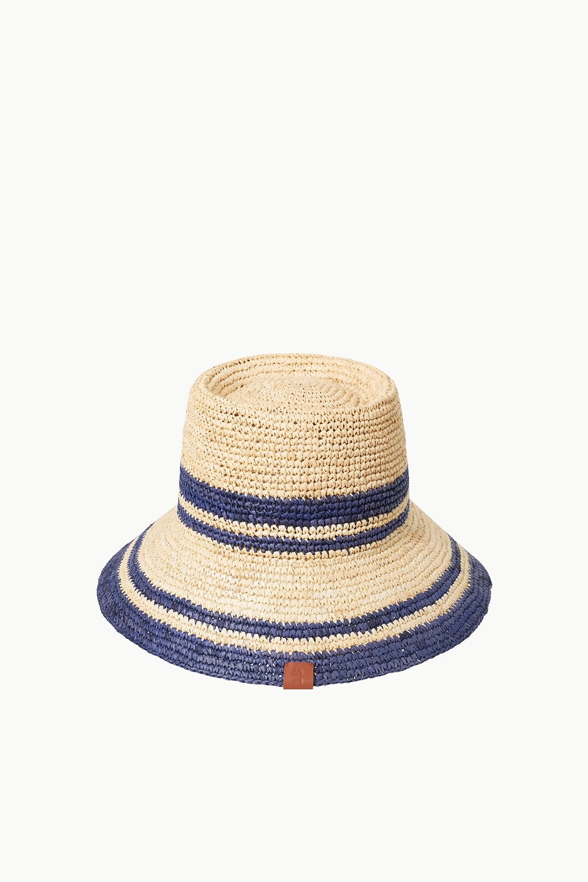 Straw Crochet Rita Bucket Hat for Summer | Natural Navy