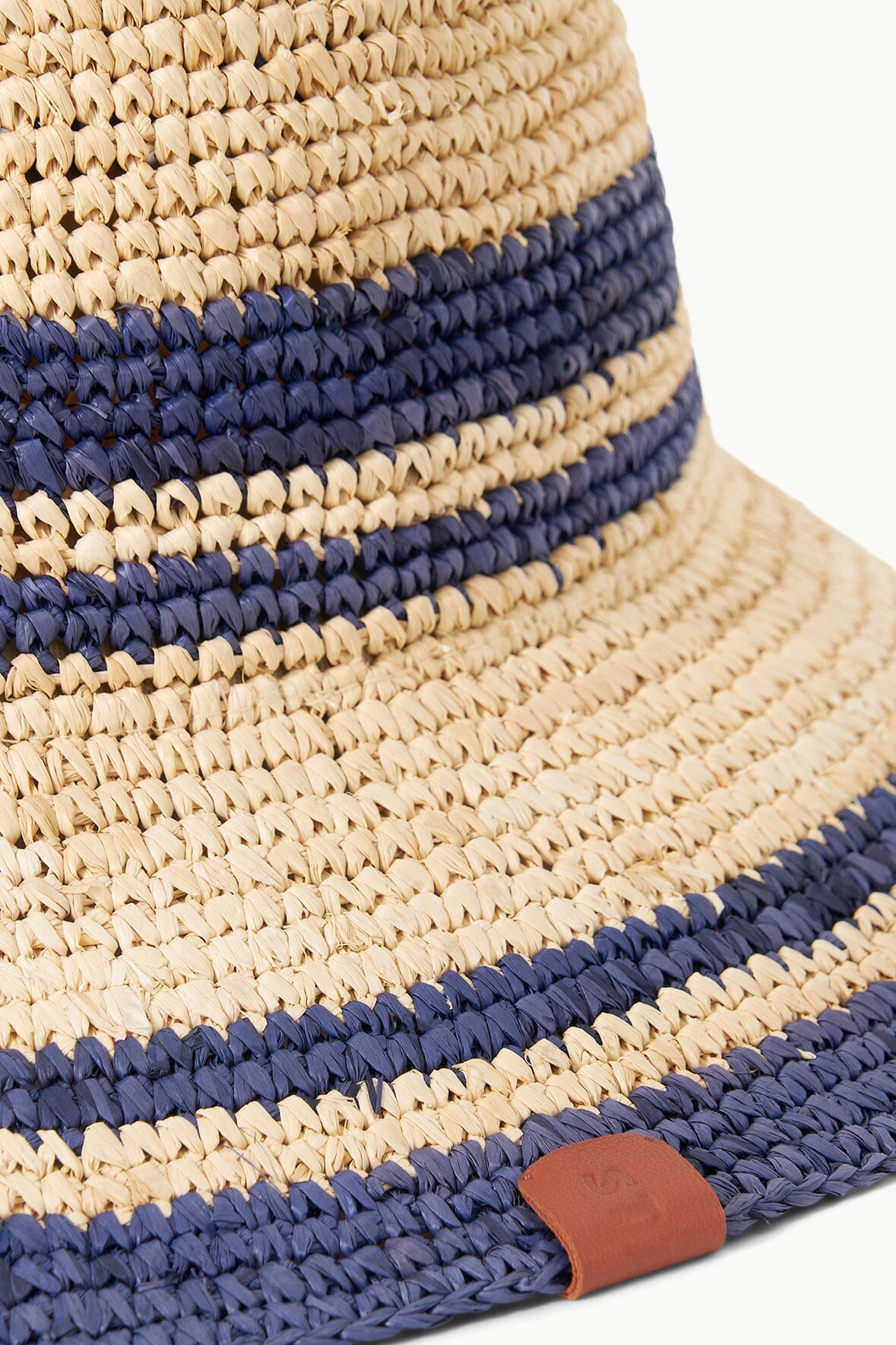Straw Crochet Rita Bucket Hat for Summer | Natural Navy