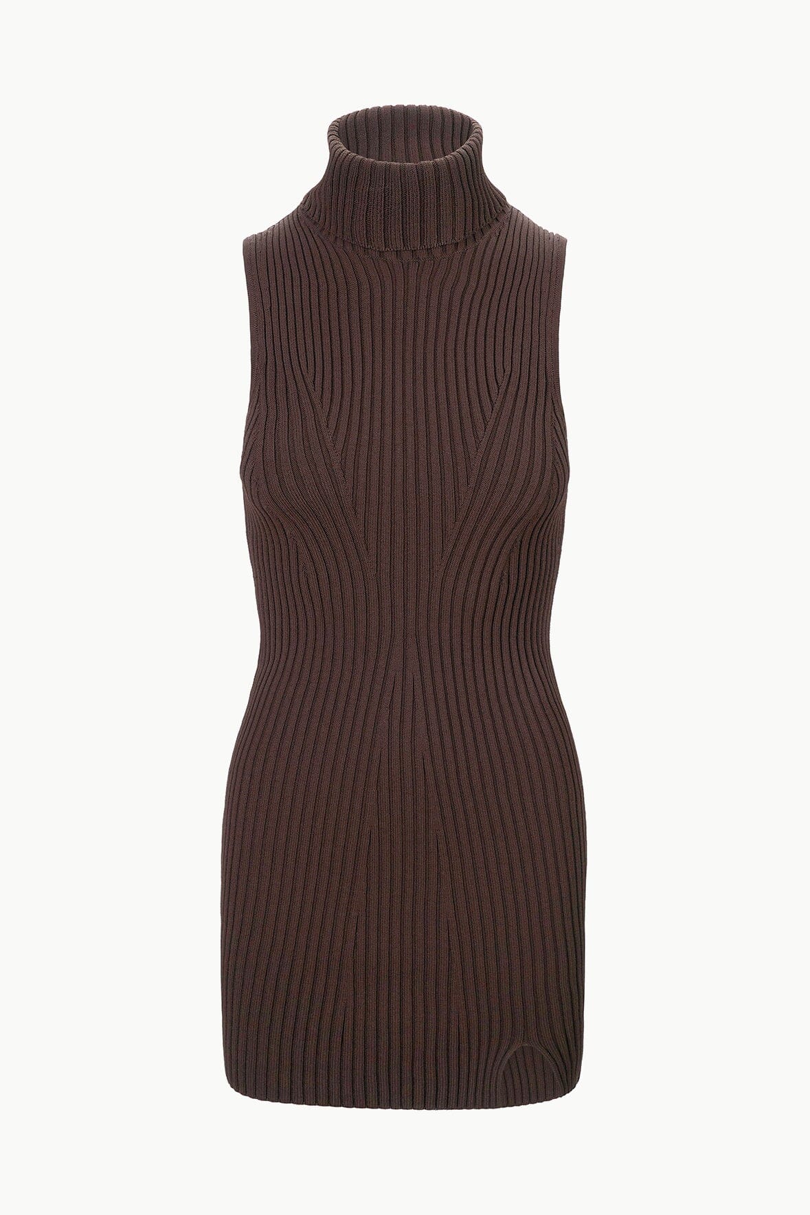 Callum Ribbed Knit Turtleneck Sweater Dress with Side Slit