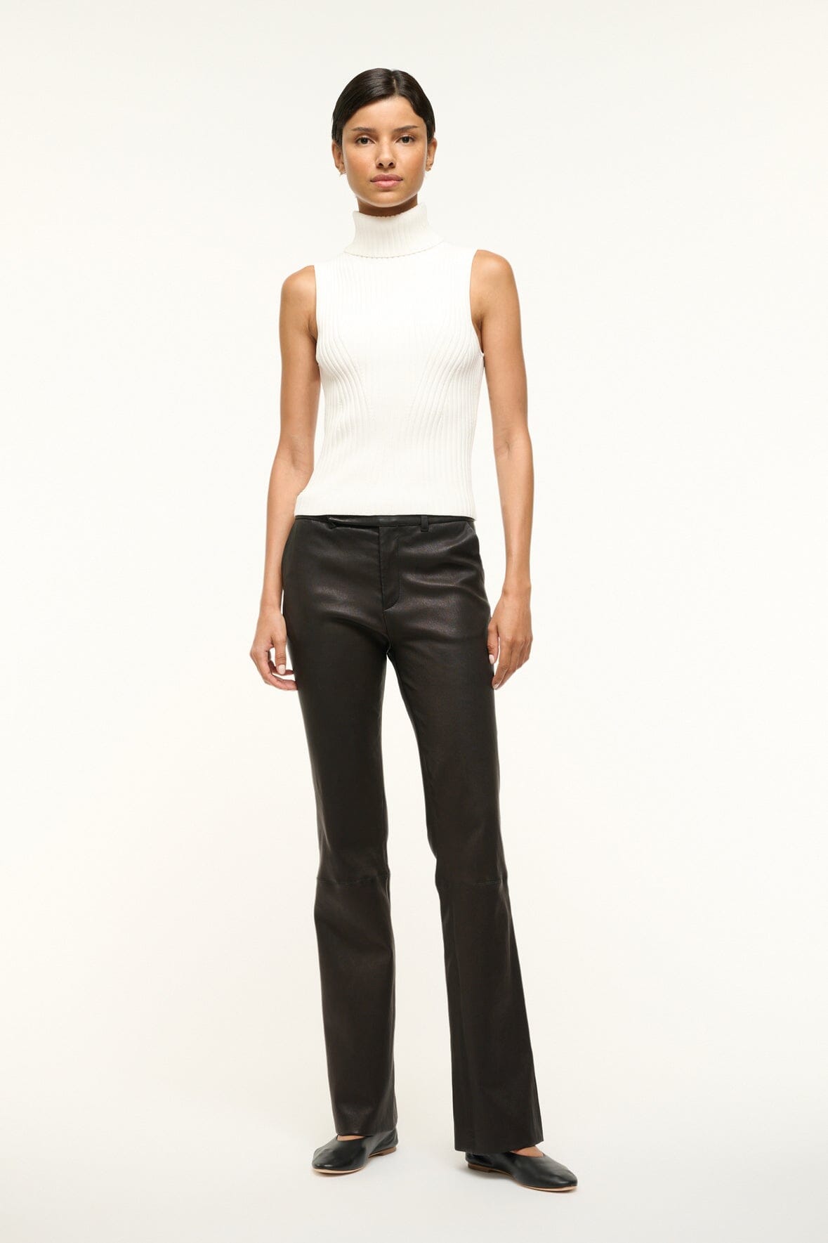 Ivory Rib Knit Sleeveless Turtleneck Top – CALLUM