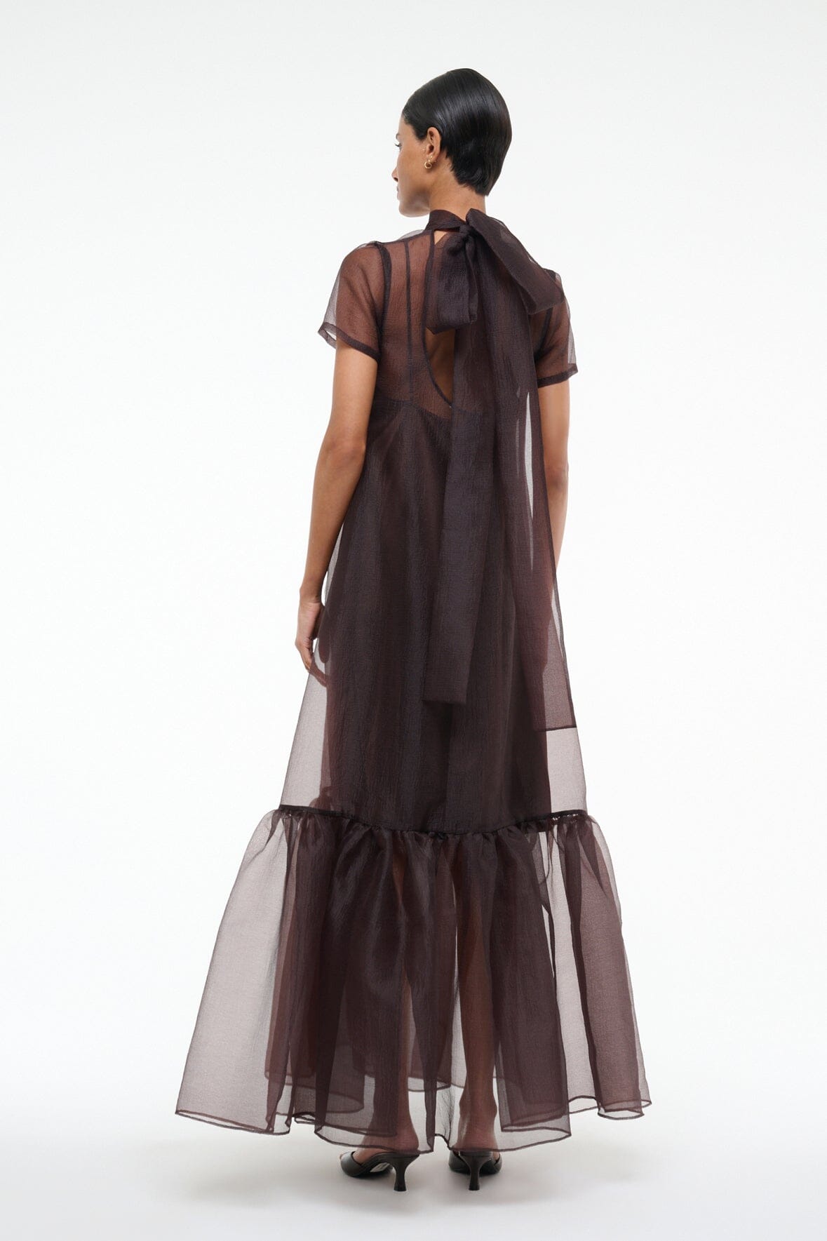 Calluna Earth Organza Gown Dress with Tiered Ruffle Hem