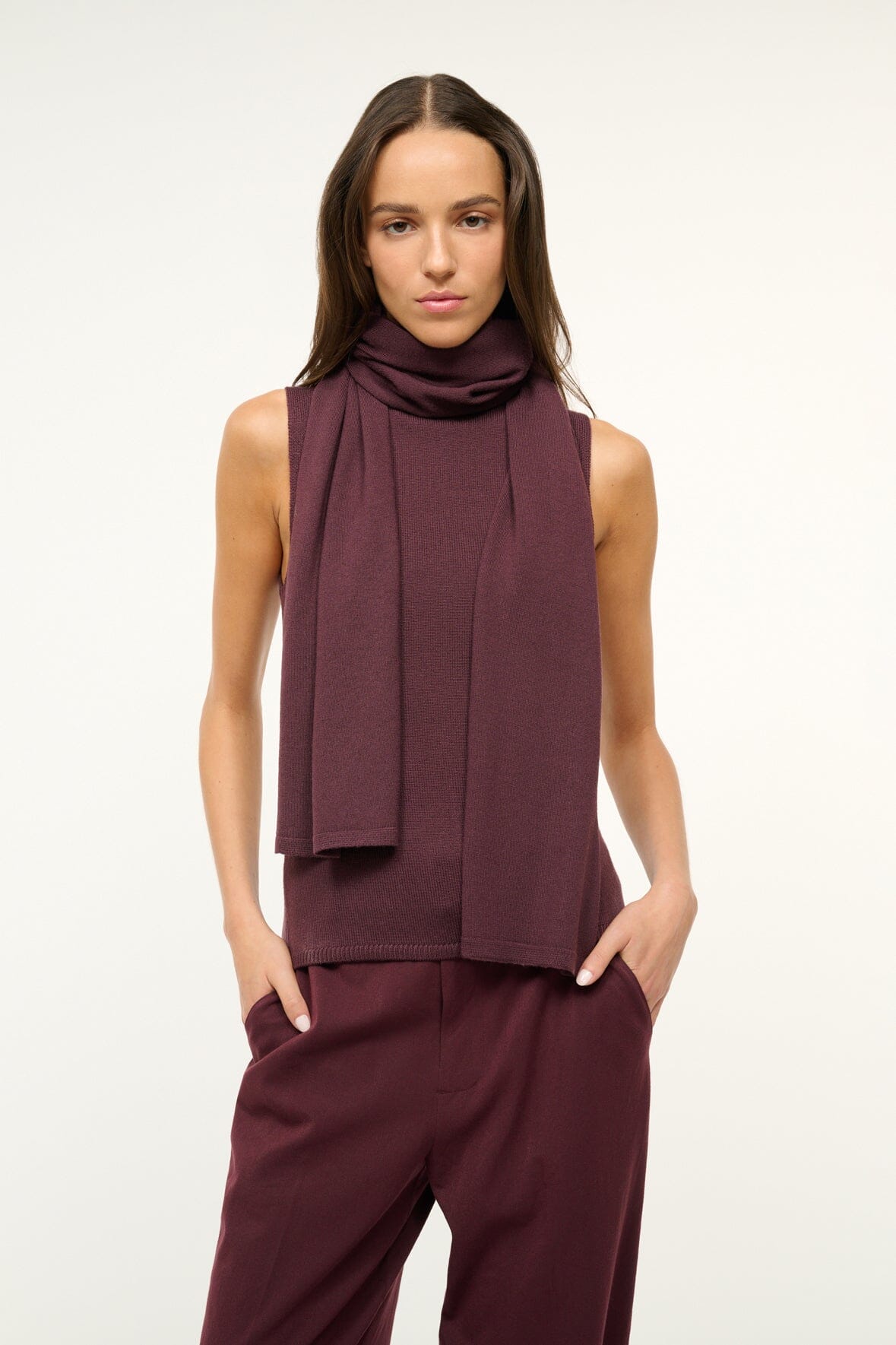 Merino Wool Canal Top with Detachable Scarf – Merlot